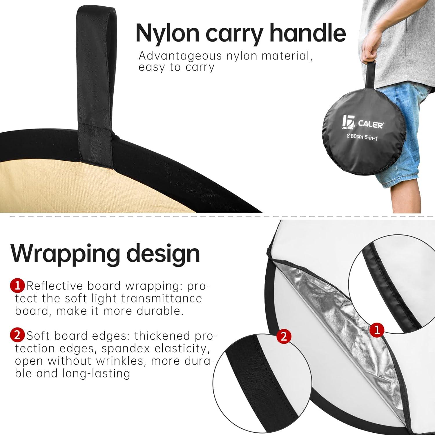 Reflector Plegable 5-en-1 JINBEI 80cm para Fotografía