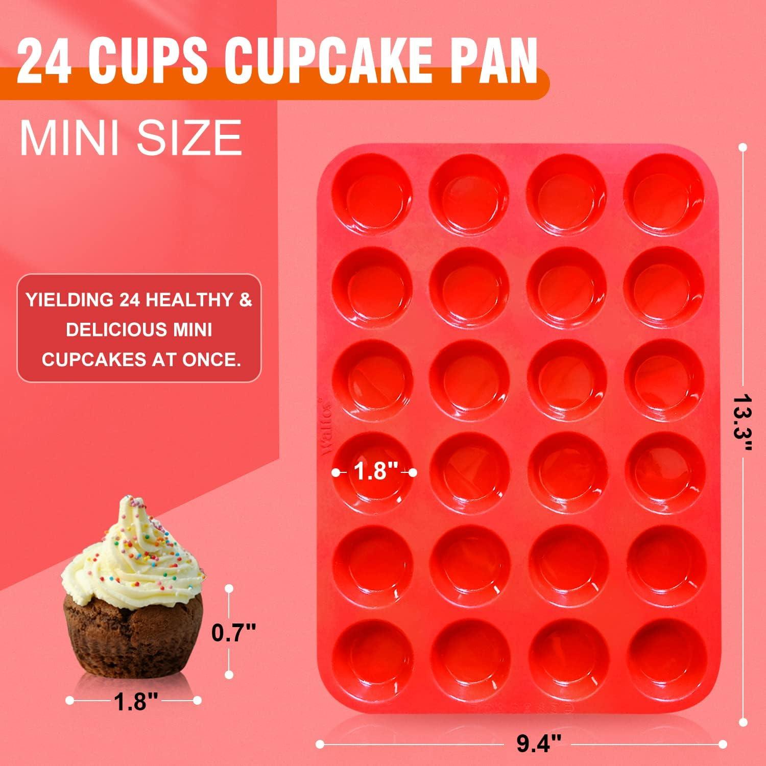 Juego de Moldes para Muffins de Silicona Walfos, 2 Pzs 24 Tazas