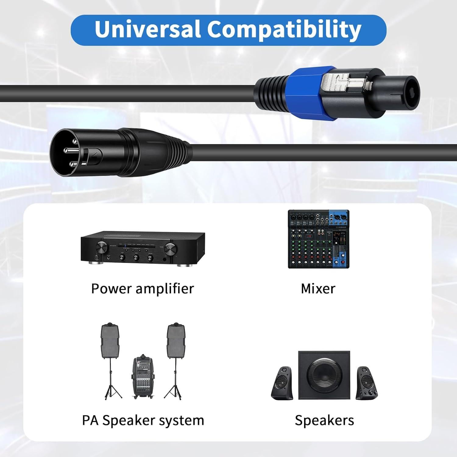 Cable Speakon a XLR Macho 1.83m Poyiccot 18 AWG para Audio