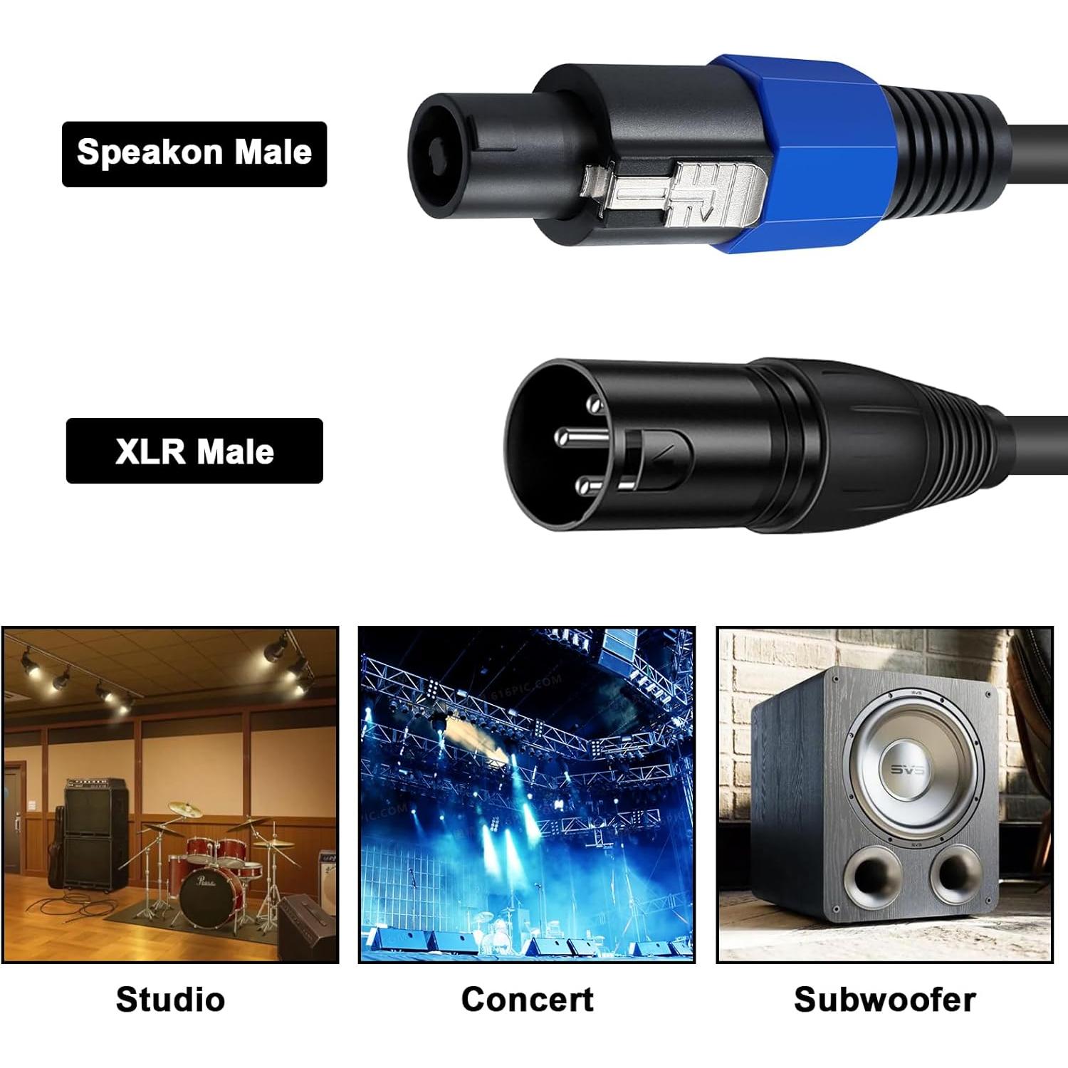 Cable Speakon a XLR Macho 1.83m Poyiccot 18 AWG para Audio