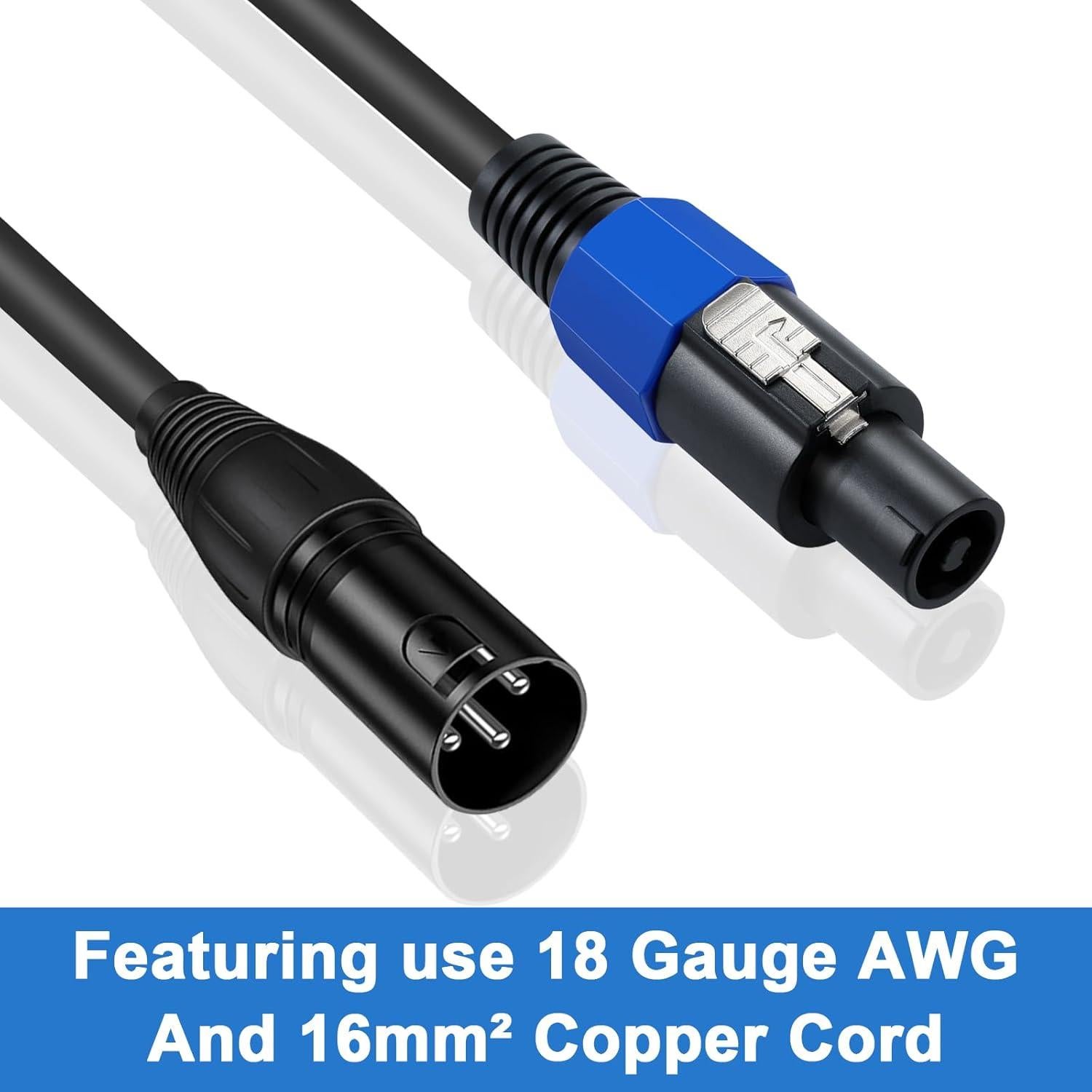 Cable Speakon a XLR Macho 1.83m Poyiccot 18 AWG para Audio