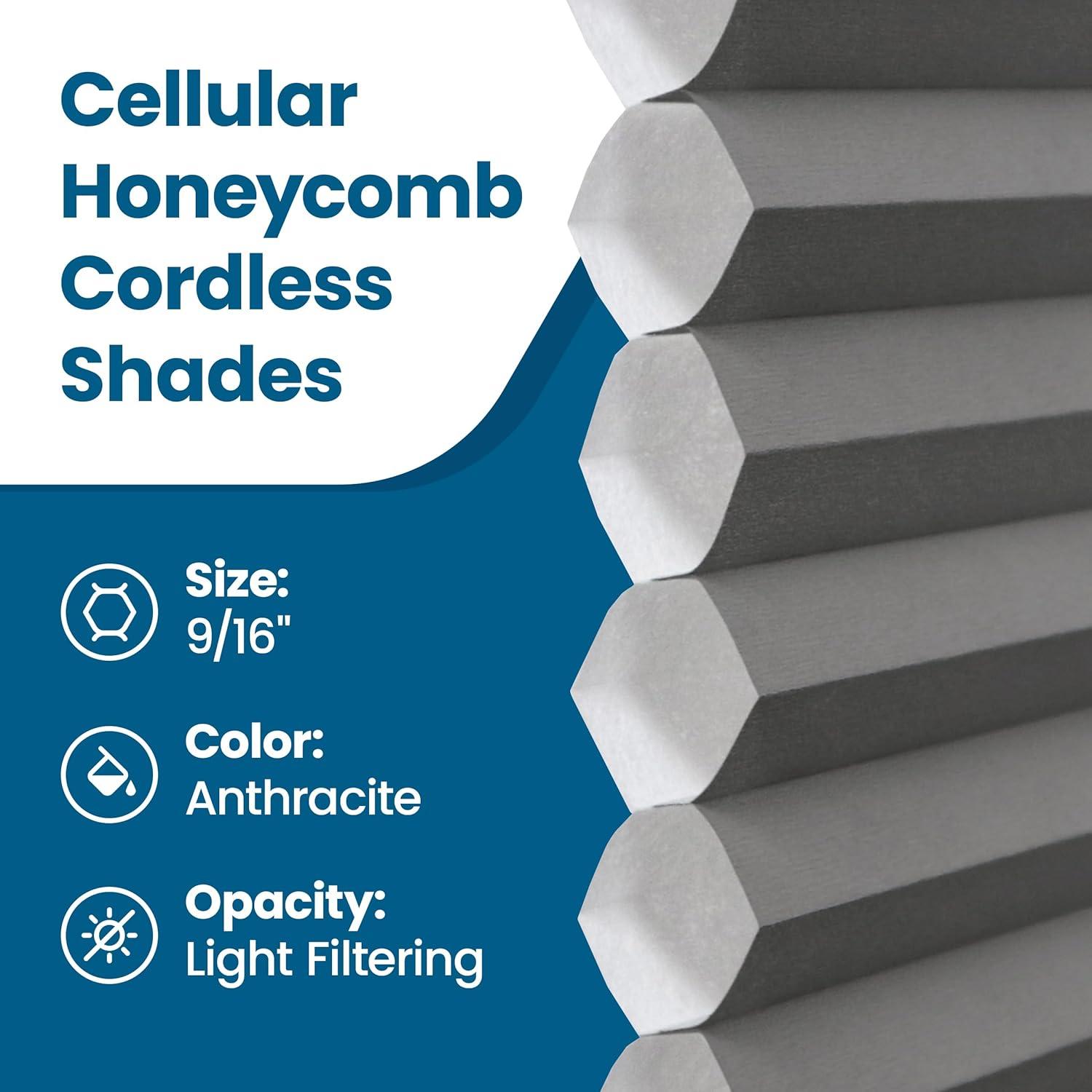 Sombra Celular Filtrante de Luz BlindsAvenue 45.72x121.92cm Antracita