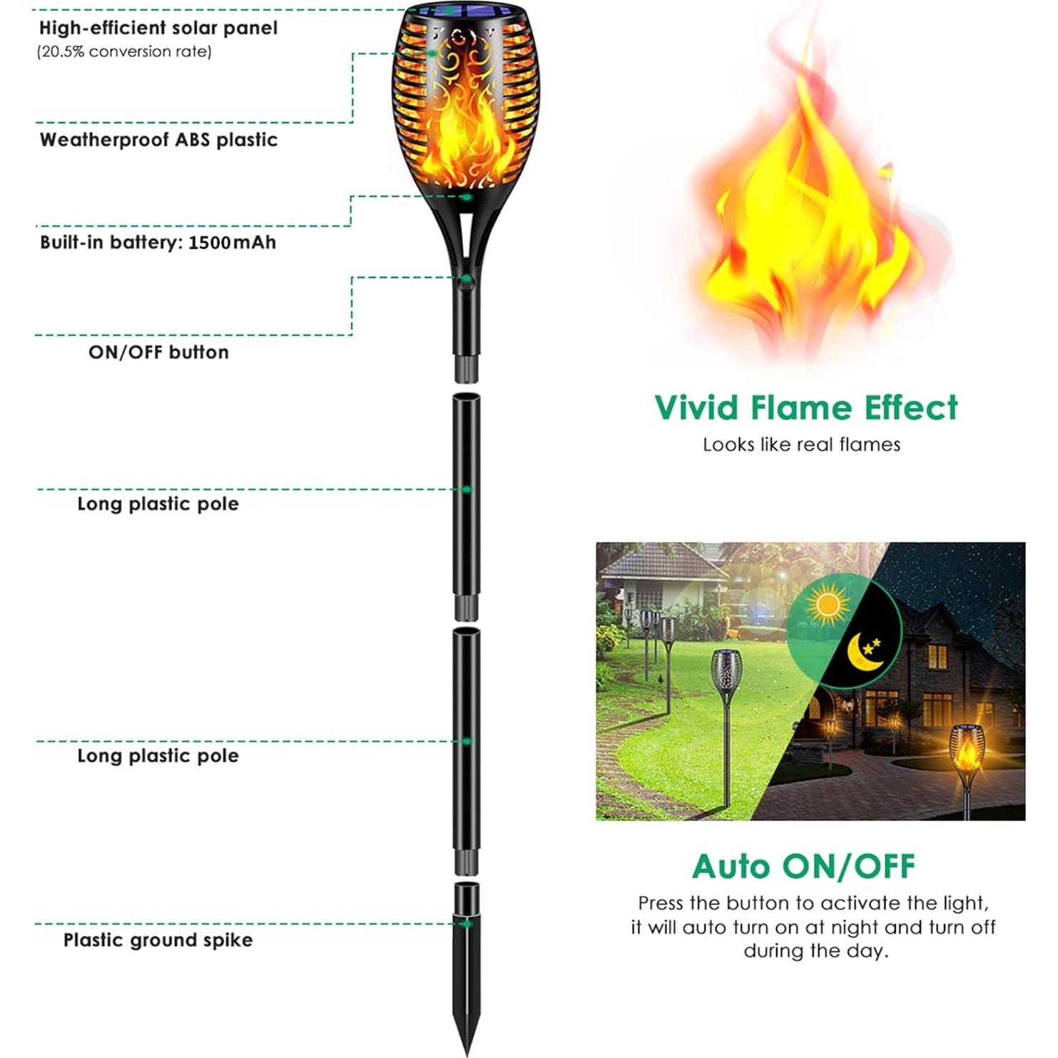 Luces Solares TomCare 99 LED Antorchas Impermeables 4 Pack