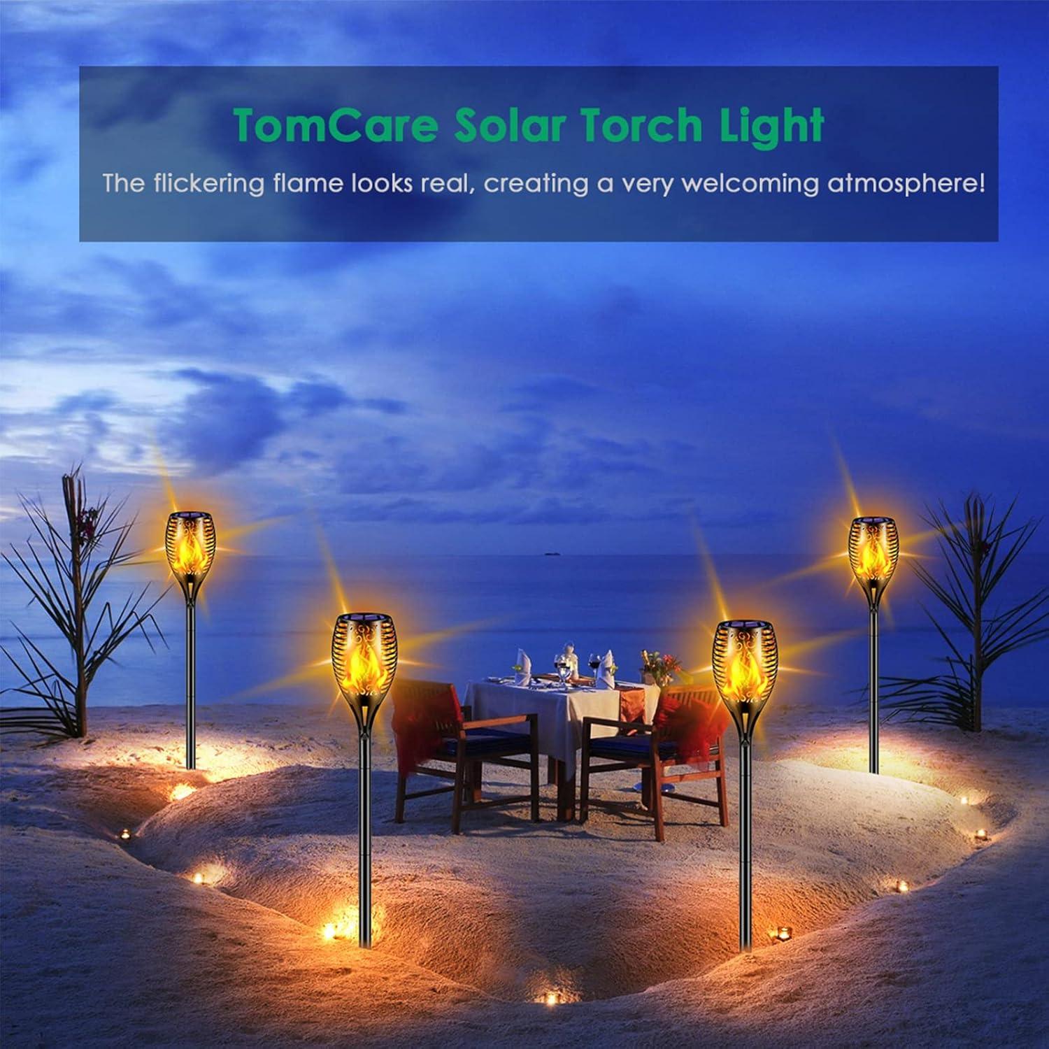 Luces Solares TomCare 99 LED Antorchas Impermeables 4 Pack