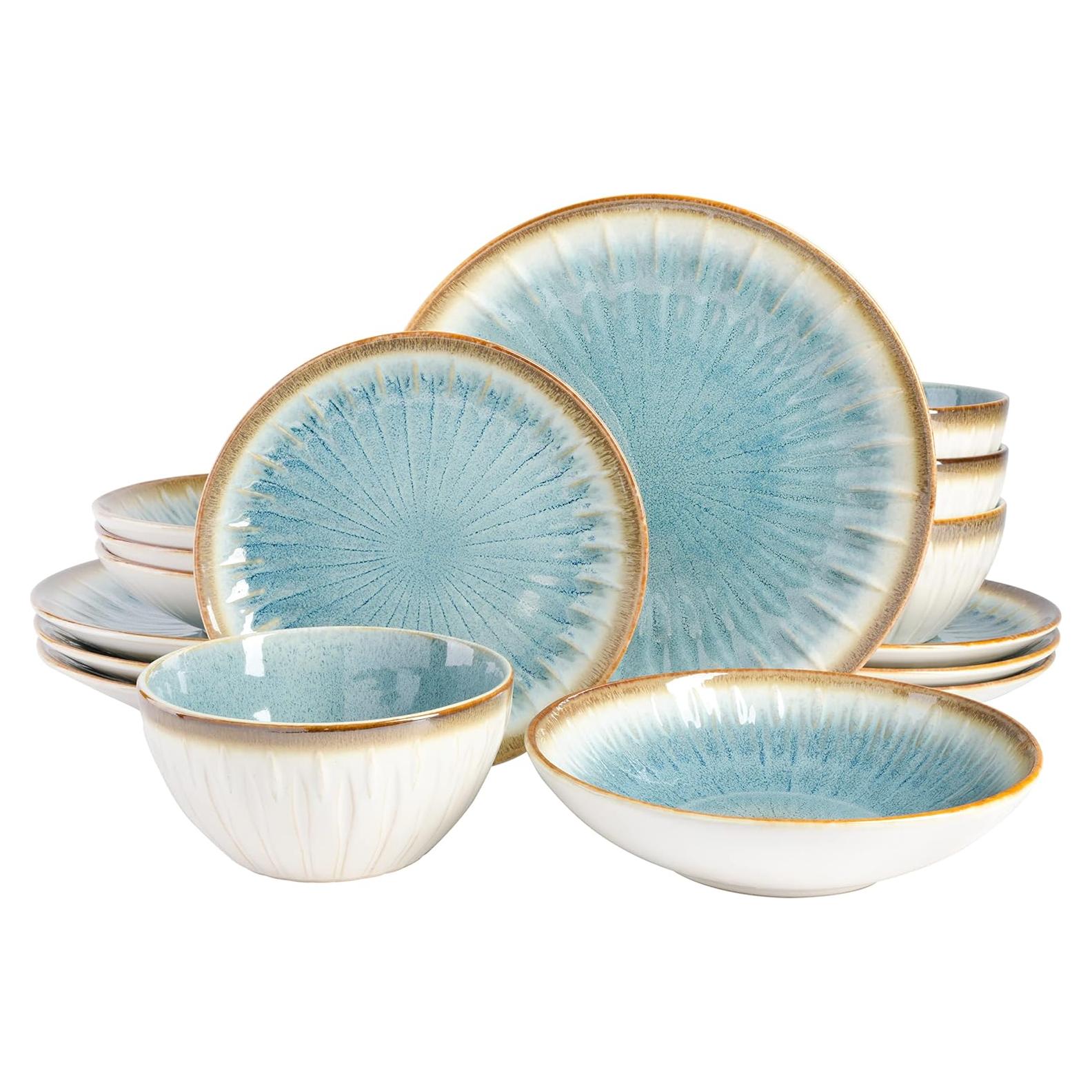 Juego de vajilla Gibson Elite Mayfair Bay 16 piezas azul