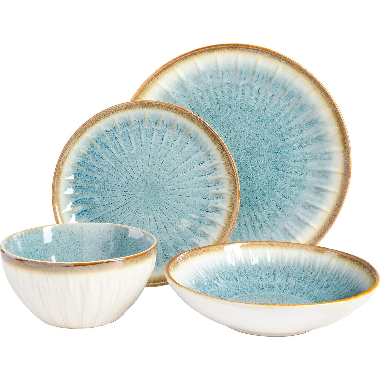 Juego de vajilla Gibson Elite Mayfair Bay 16 piezas azul