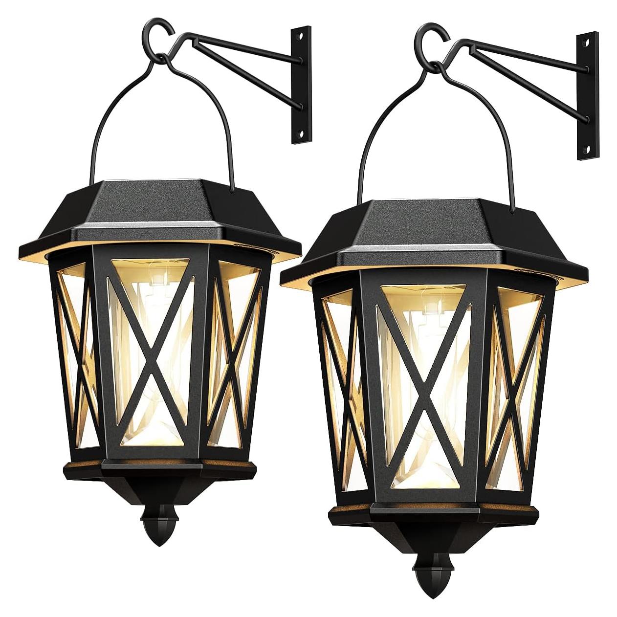 Linternas Solares TEKLAPS para Exterior - 2 Luces LED Negras