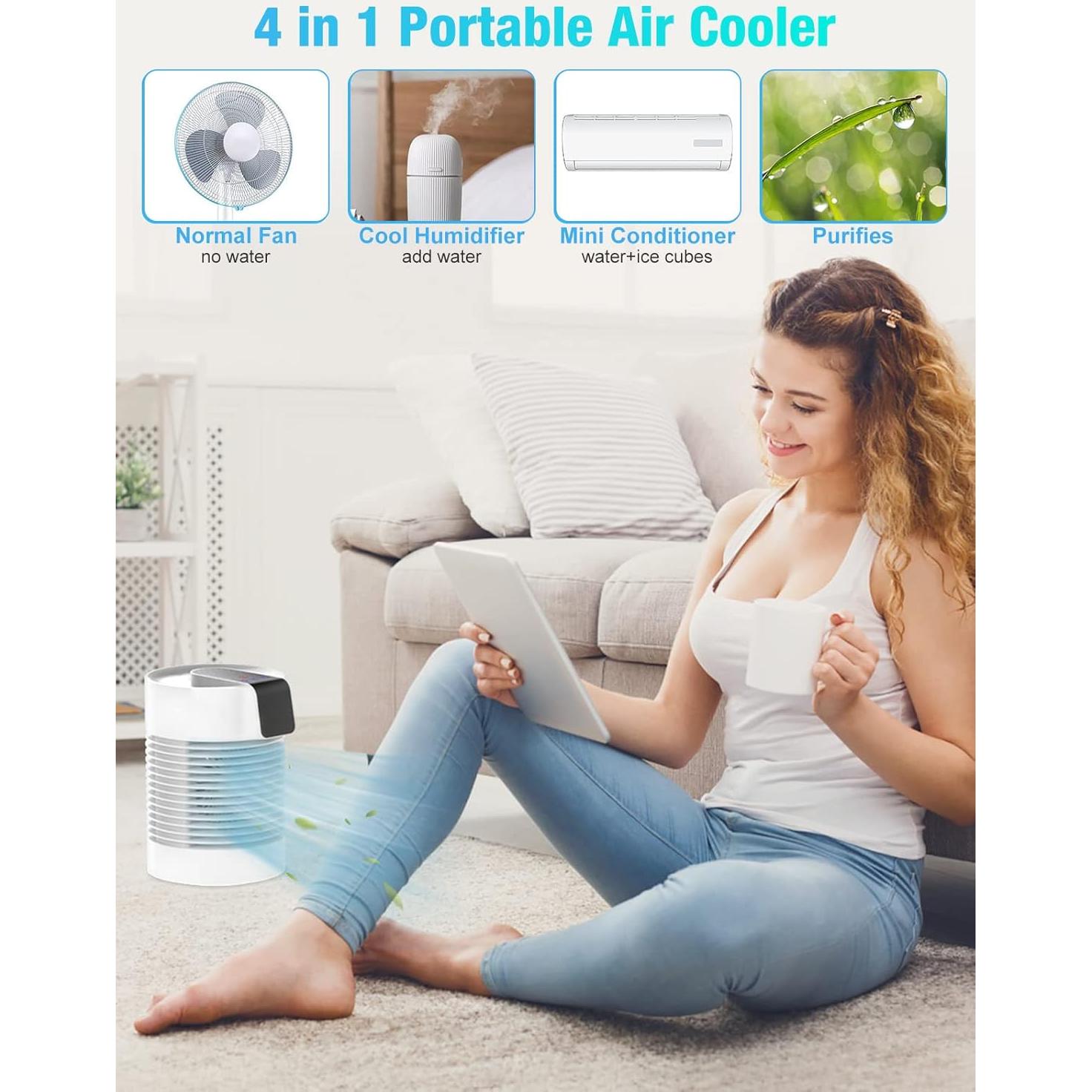 Aire Acondicionado Portátil Oushome 4 en 1 con Humidificador