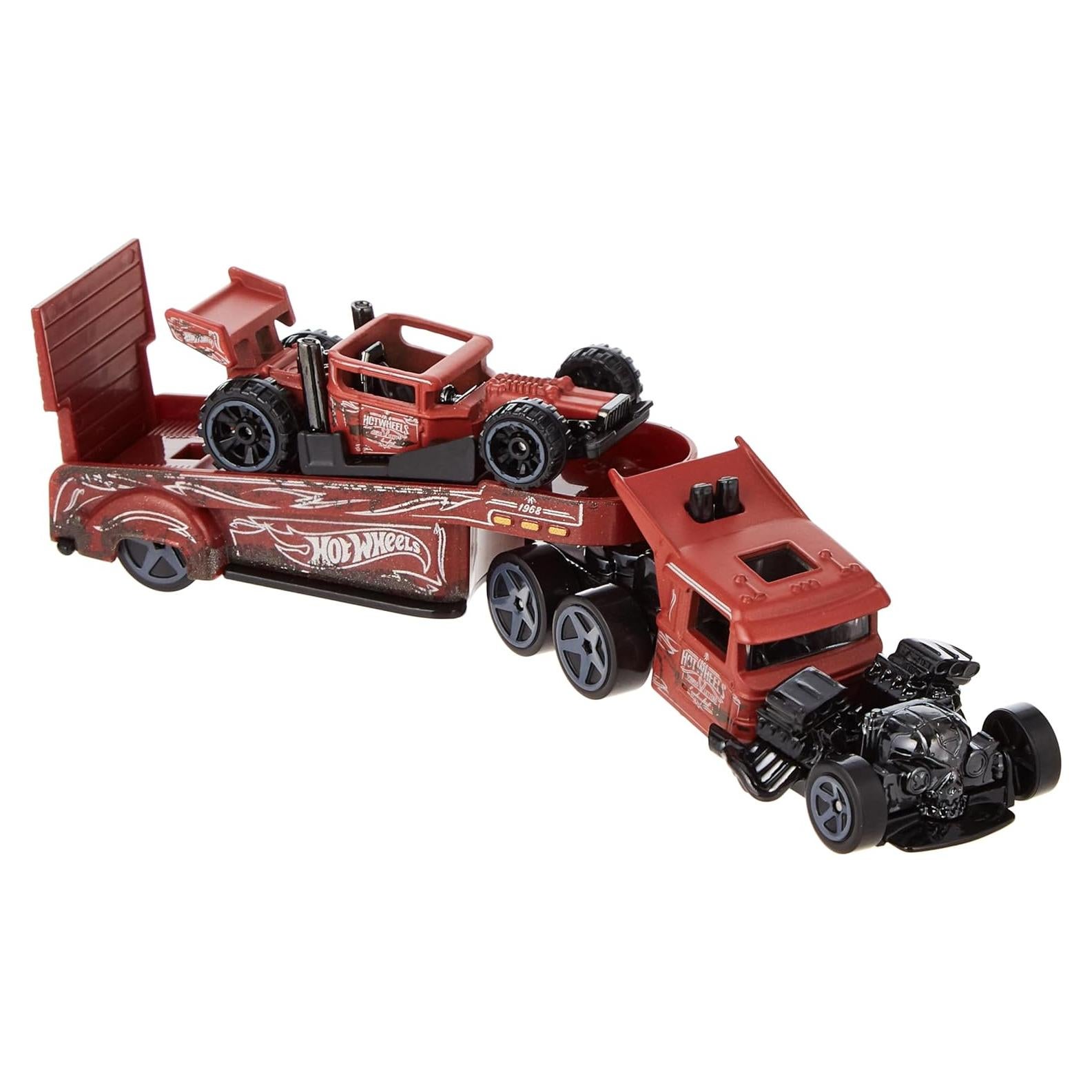 Camión y coche de juguete Hot Wheels Super Rigs 1:64