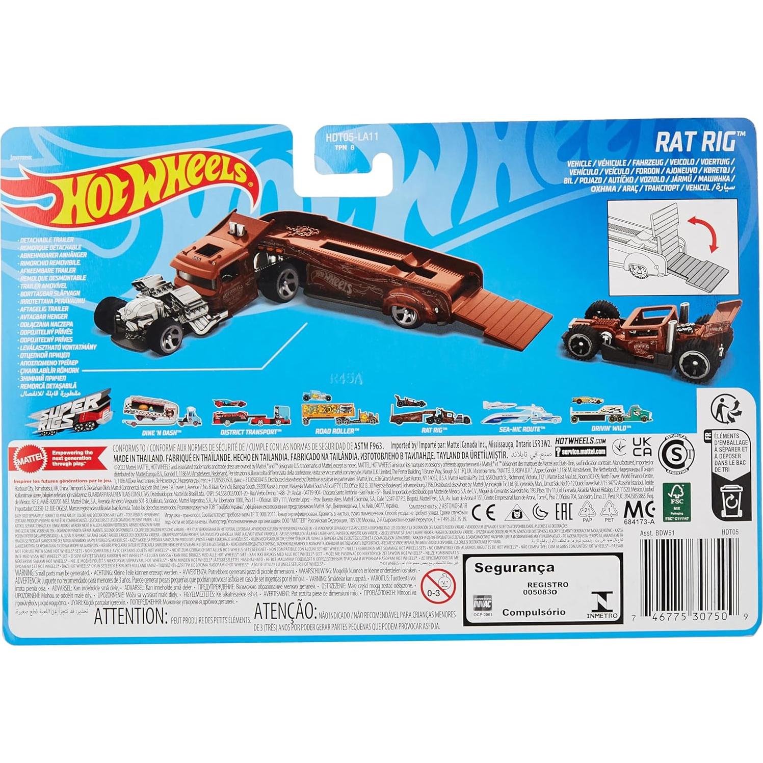 Camión y coche de juguete Hot Wheels Super Rigs 1:64