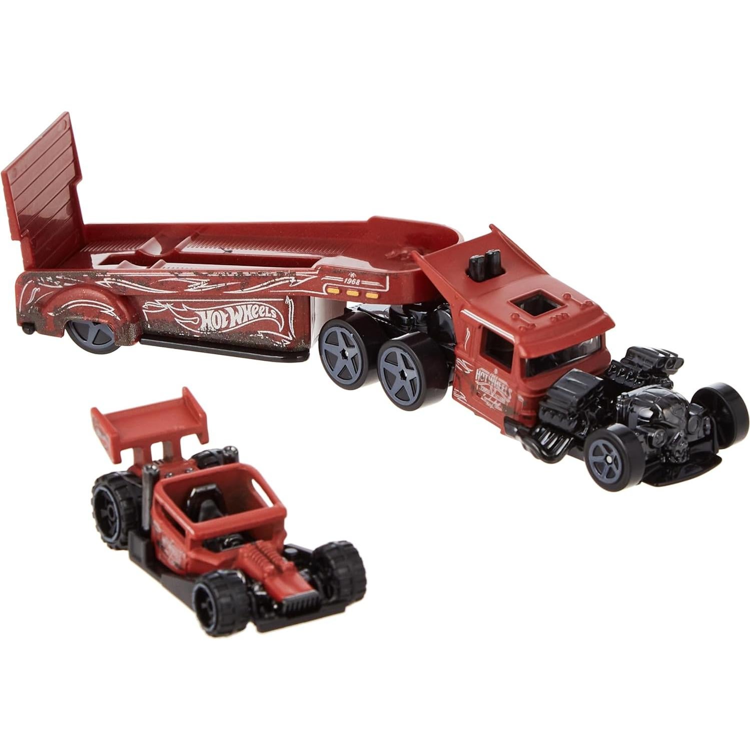 Camión y coche de juguete Hot Wheels Super Rigs 1:64