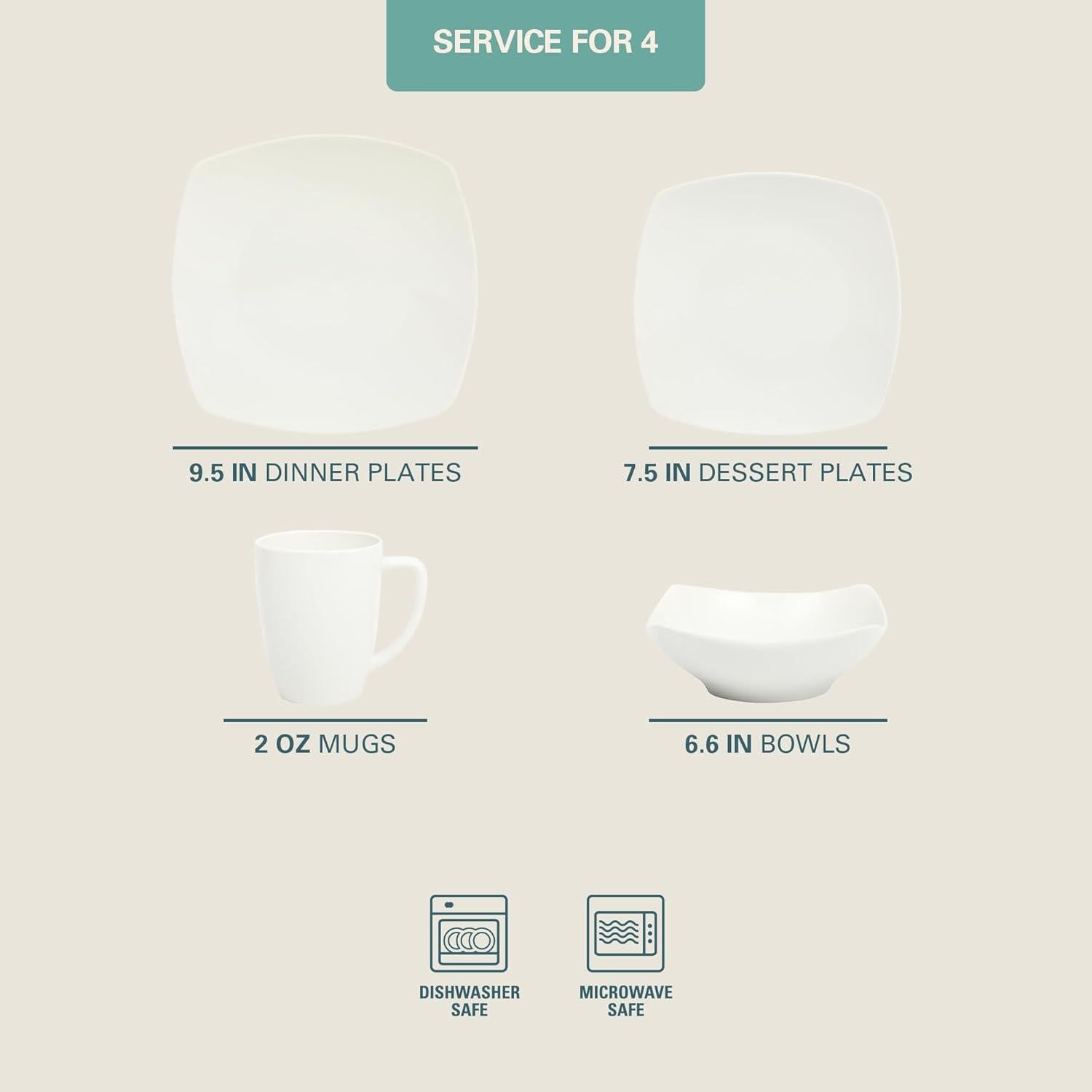 Vajilla Gibson Home Zen Buffet 16 Piezas Blanca