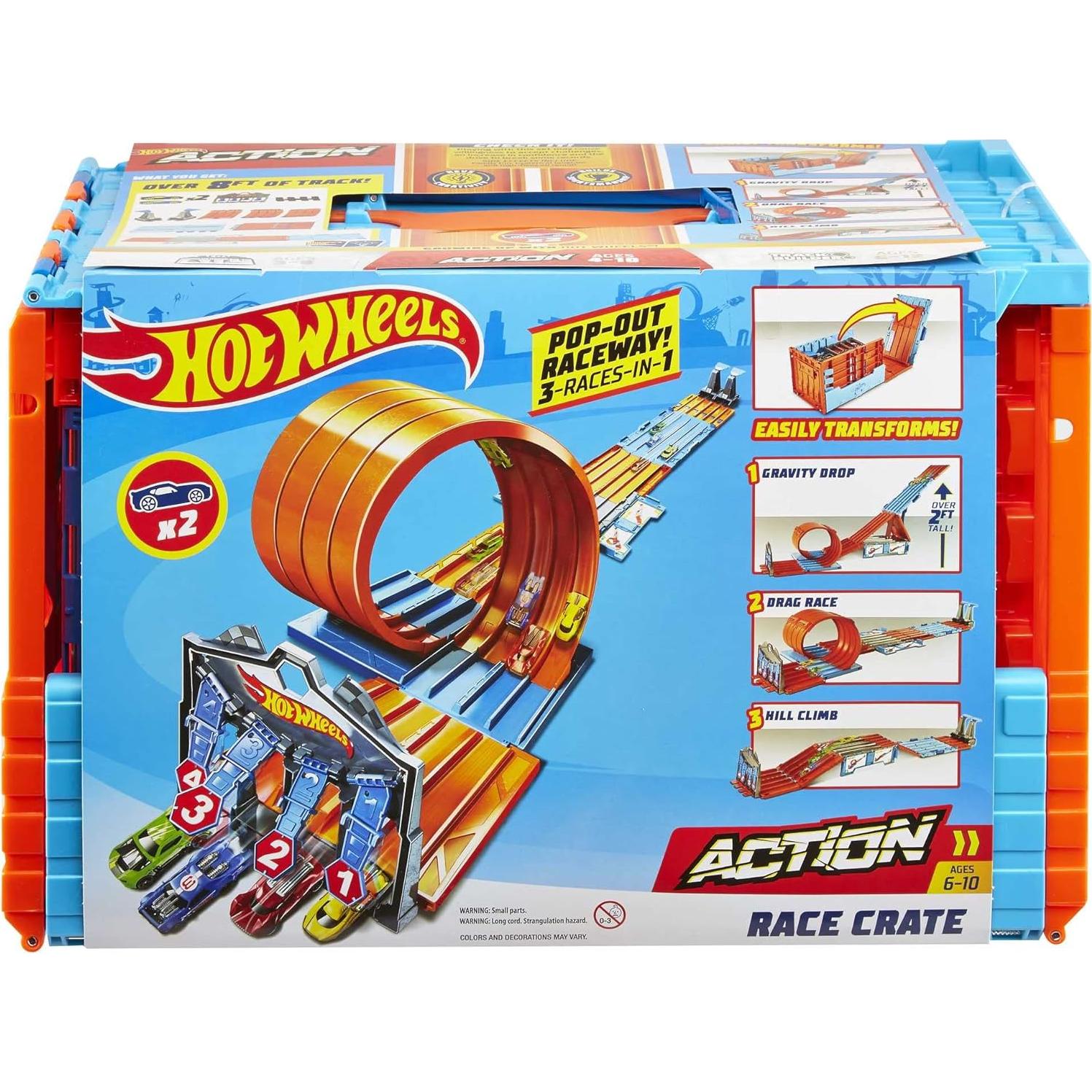 Juego de Pista Hot Wheels GKT87 con 3 Acrobacias y 2 Autos