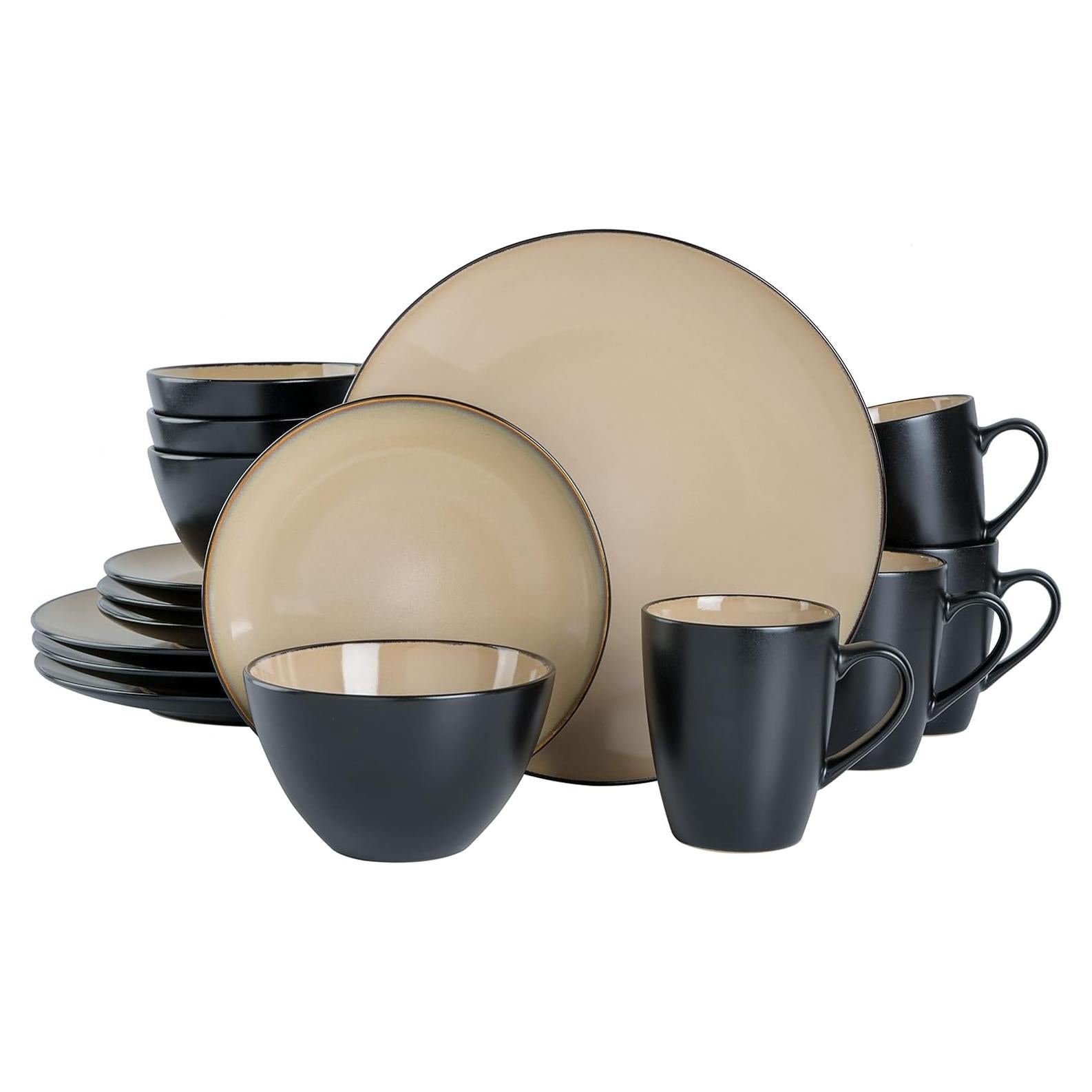 Juego de vajilla cerámica Gibson Soho Lounge 16 piezas topo