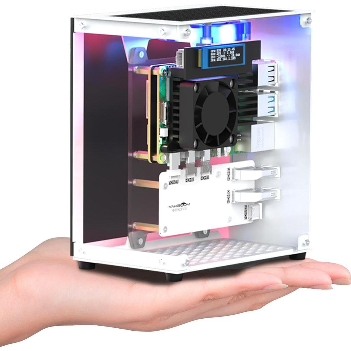 Caja Mini Torre Yahboom para Raspberry Pi 5 con RGB