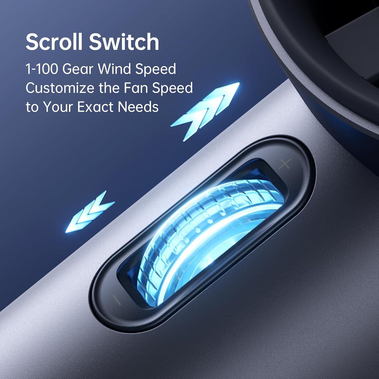 Ventilador de Mano JISULIFE Pro1, Turbo 1-100 Velocidades