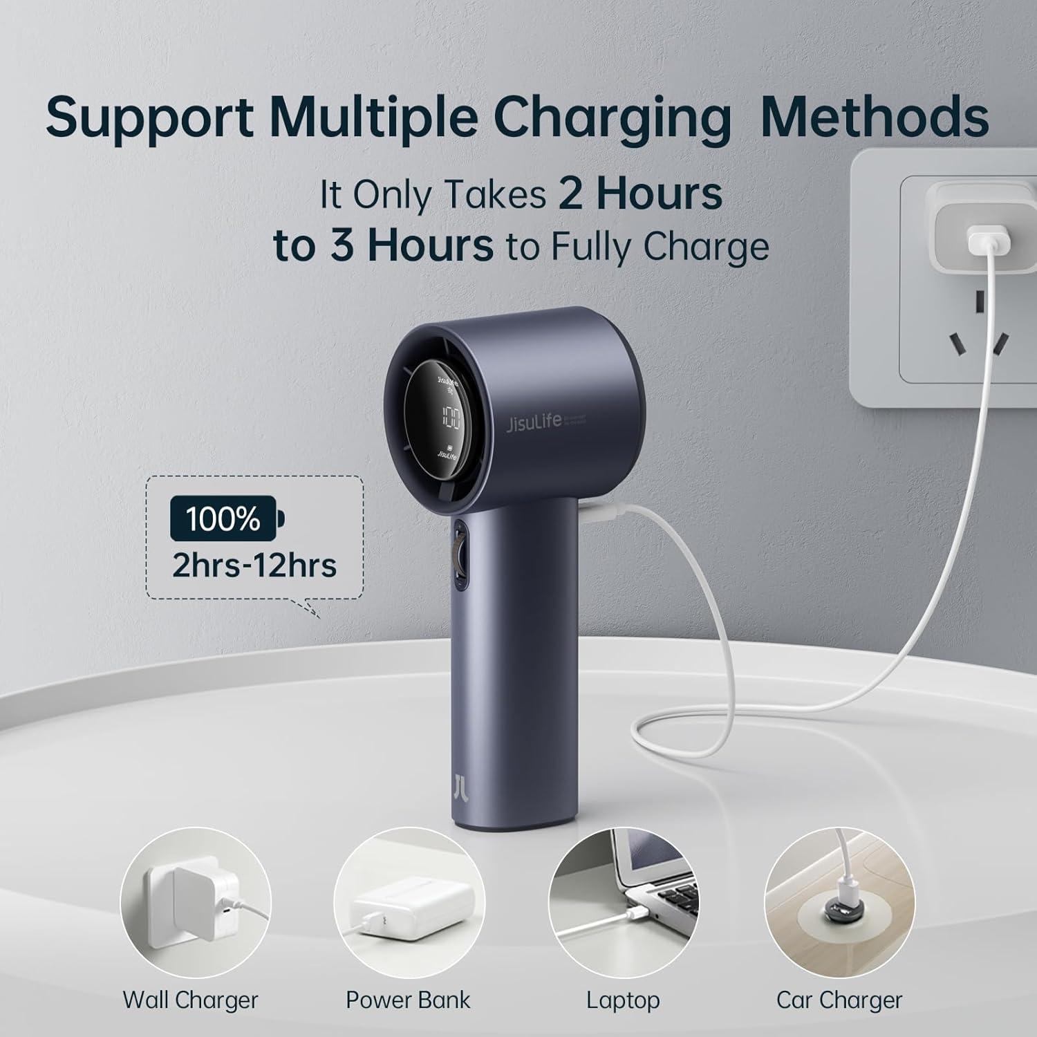 Ventilador de Mano JISULIFE Pro1, Turbo 1-100 Velocidades