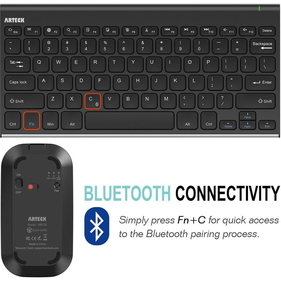 Combo Teclado y Ratón Bluetooth Arteck Ergonómico Slim