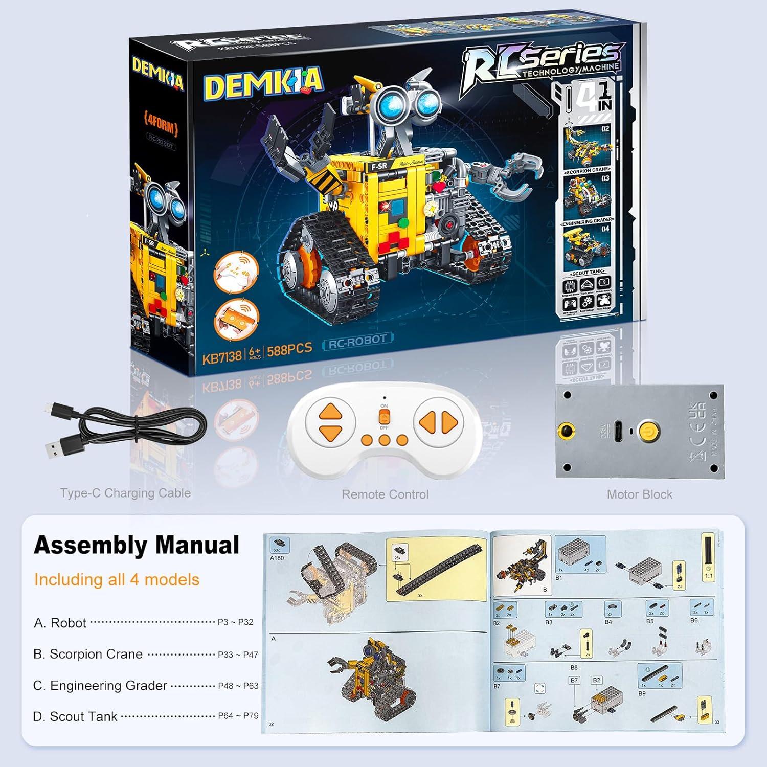 Kit de Construcción de Robots Demkia 4-en-1 STEM 588 Pcs