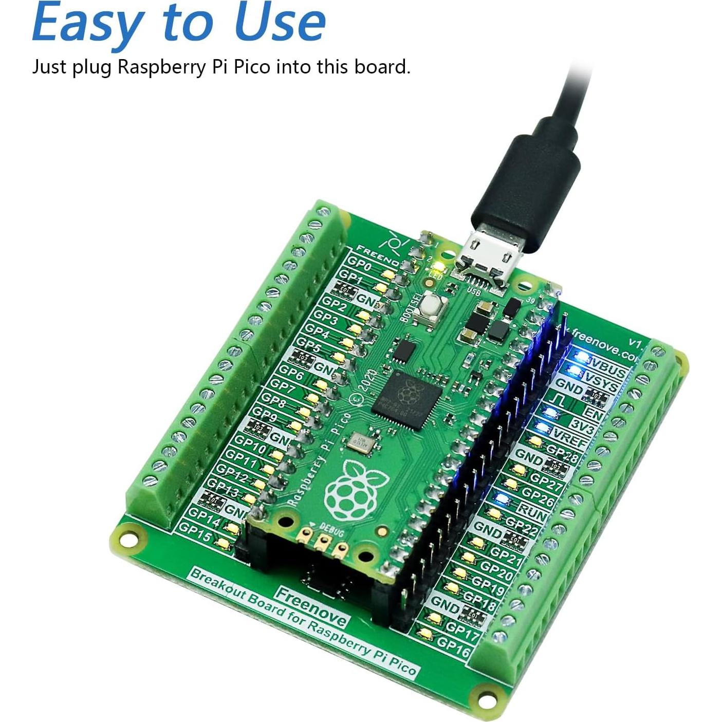 Placa de expansión FREENOVE para Raspberry Pi Pico HAT GPIO