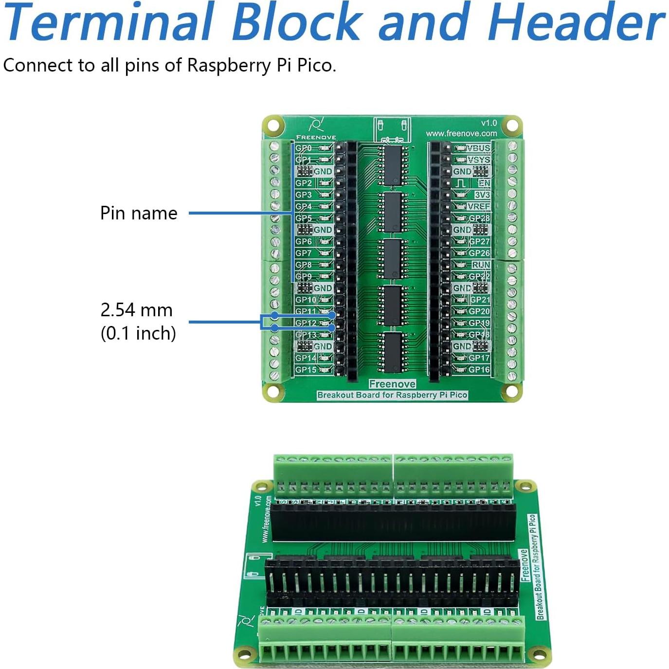 Placa de expansión FREENOVE para Raspberry Pi Pico HAT GPIO