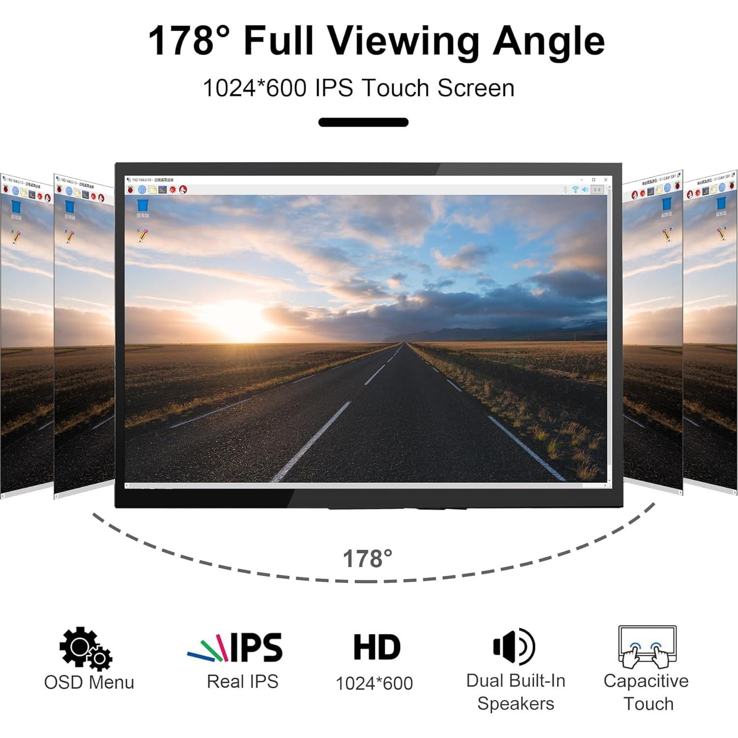 Monitor Táctil 10.1" Wisecoco LCD IPS 1024x600 HDMI