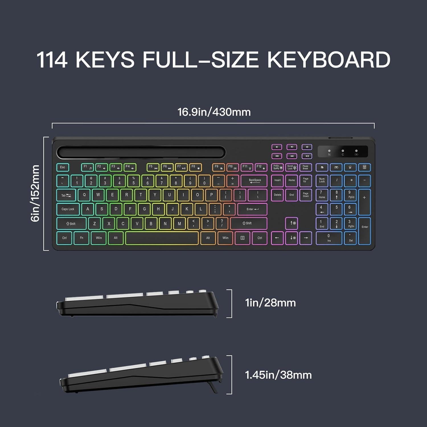 Teclado Inalámbrico Soueto WK713-S con Retroiluminación RGB