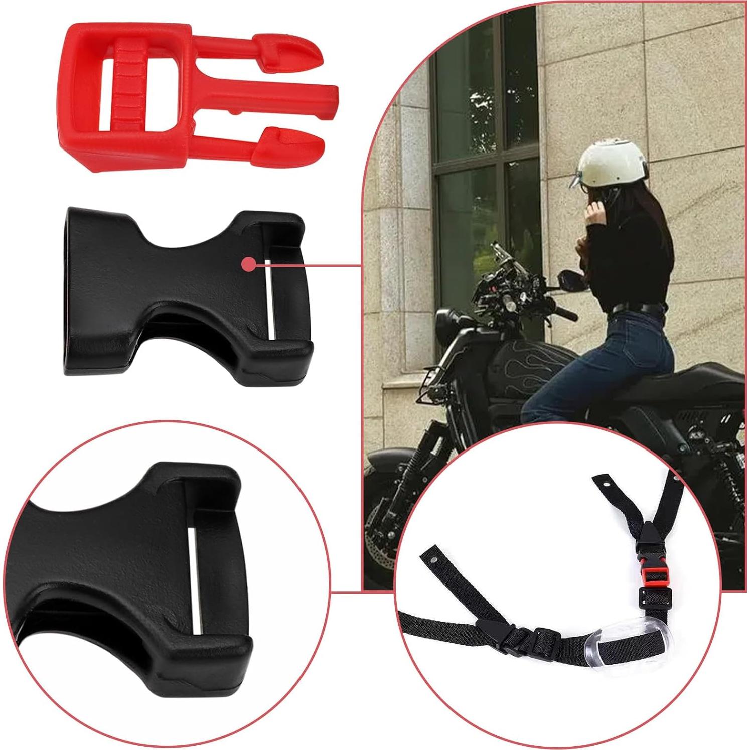 Clip de Barbilla para Casco OTOTEC 2 Pcs Negro Rojo