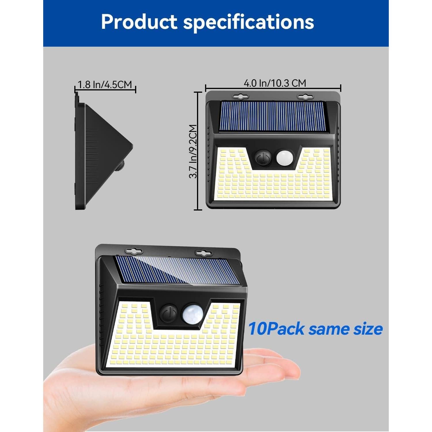 Luces Solares Peasur 10 Paquete 140 LED Seguridad Exterior