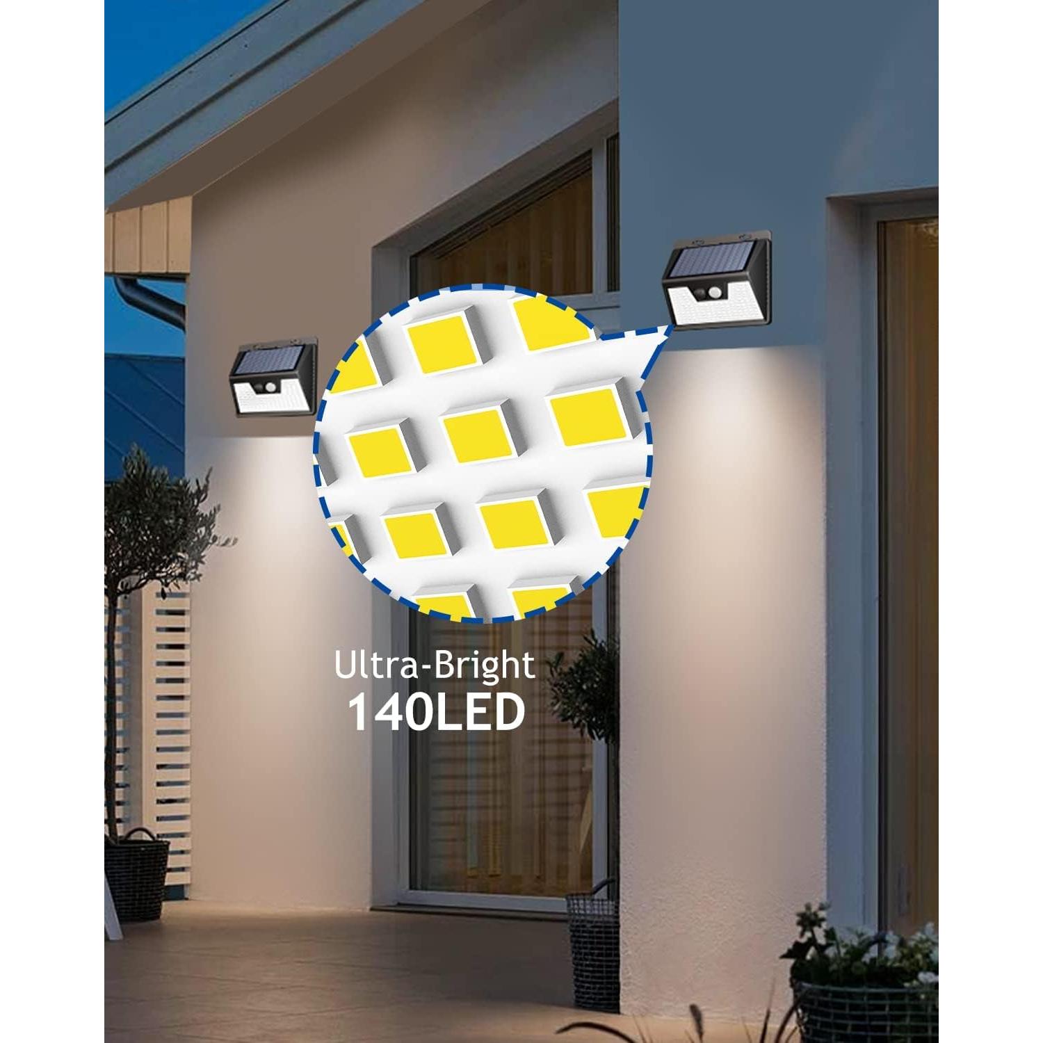 Luces Solares Peasur 10 Paquete 140 LED Seguridad Exterior