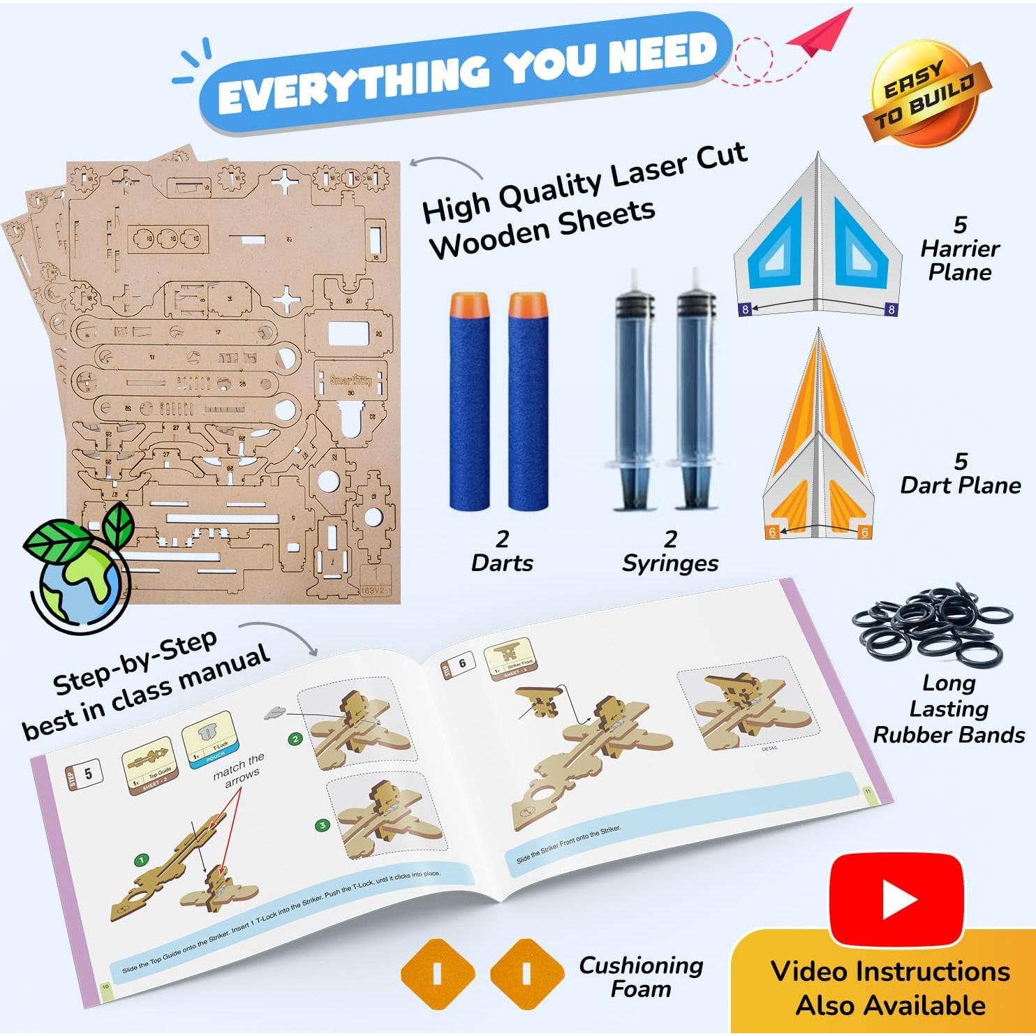 Smartivity Lanzador Hidráulico de Aviones y Dardos 2en1