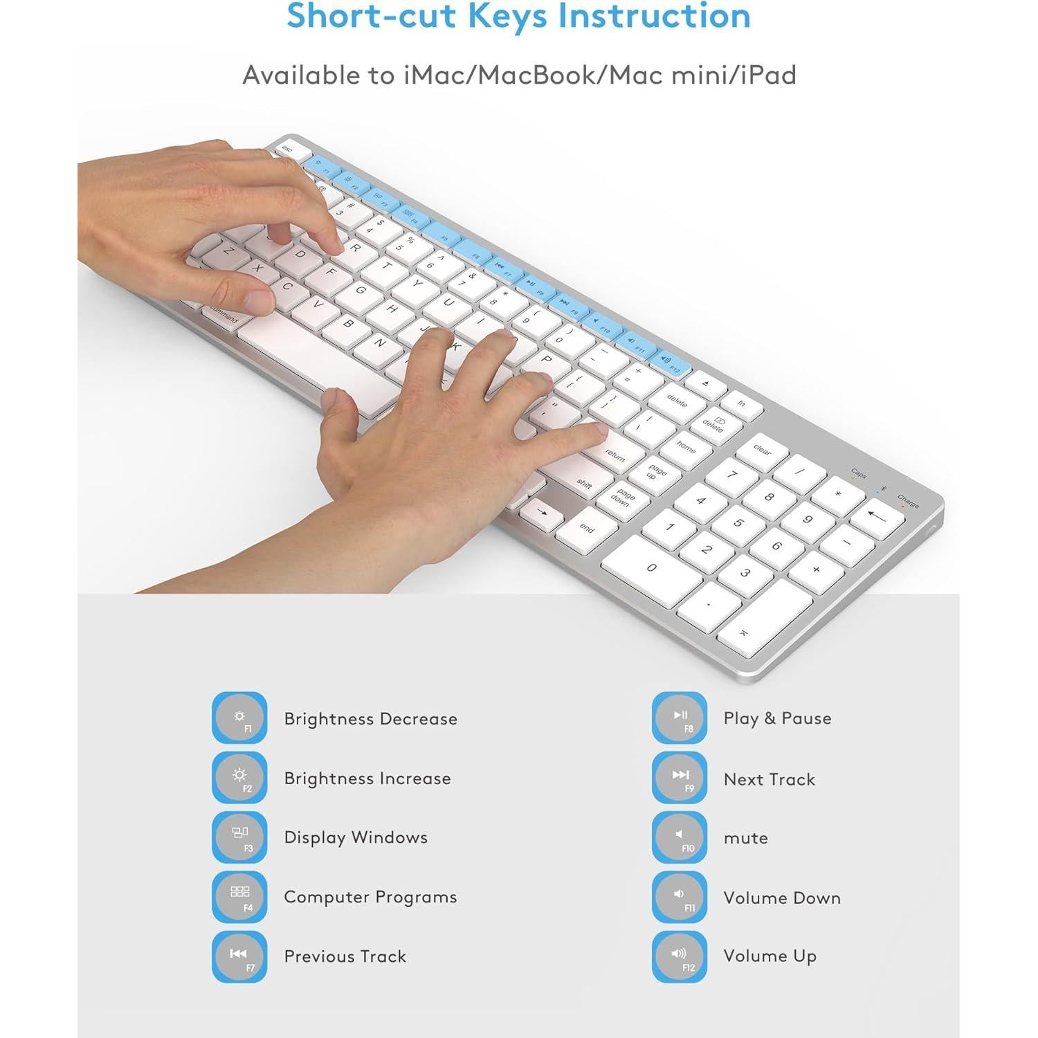 Teclado Bluetooth Inalámbrico Kezhirui para Mac OS QWERTY