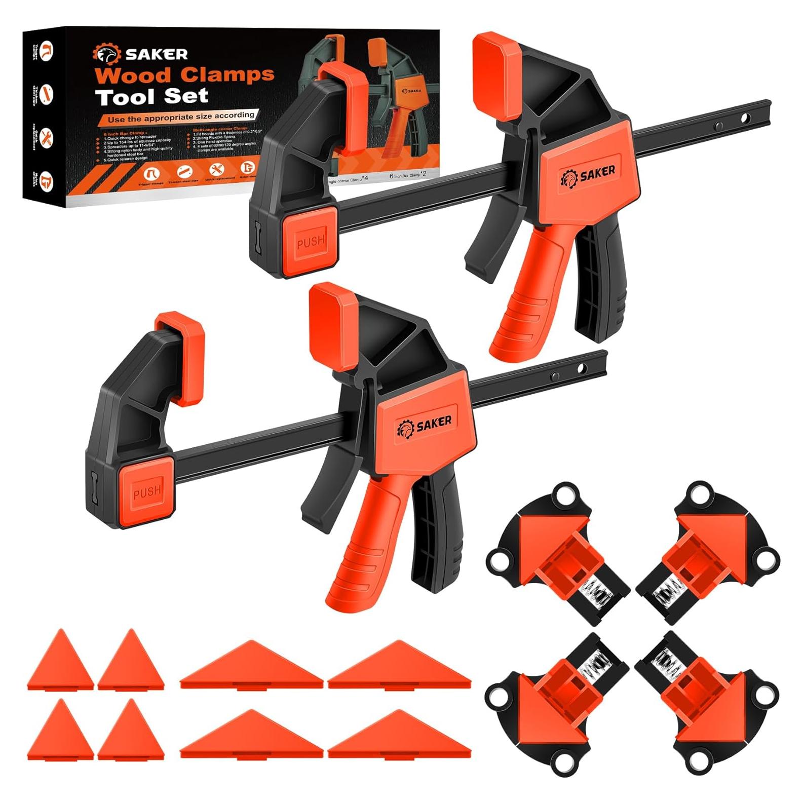 Abrazaderas Saker 6" (15,24 cm) Conjunto de Carpintería