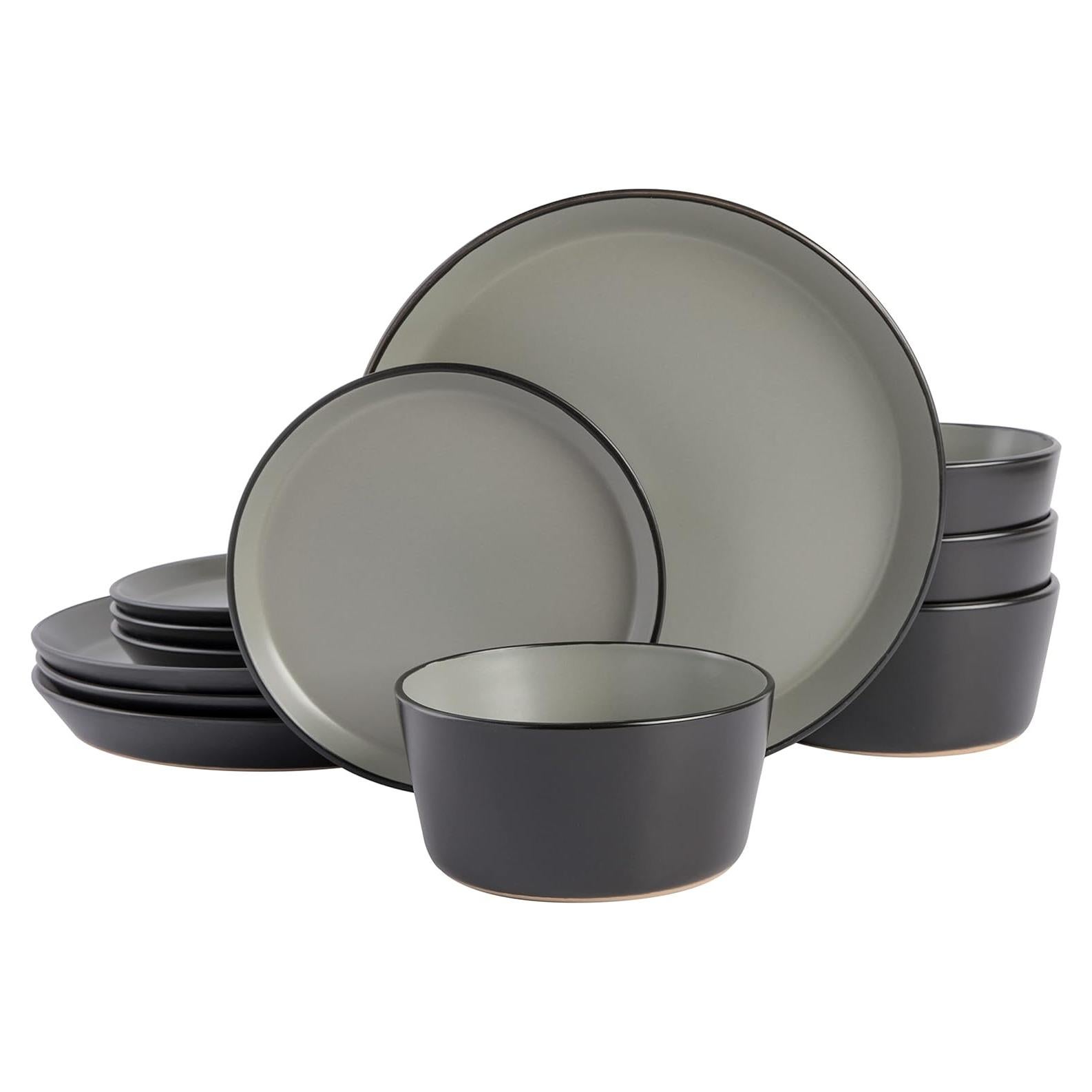 Juego de vajilla cerámica Gibson Soho Lounge 12 piezas gris