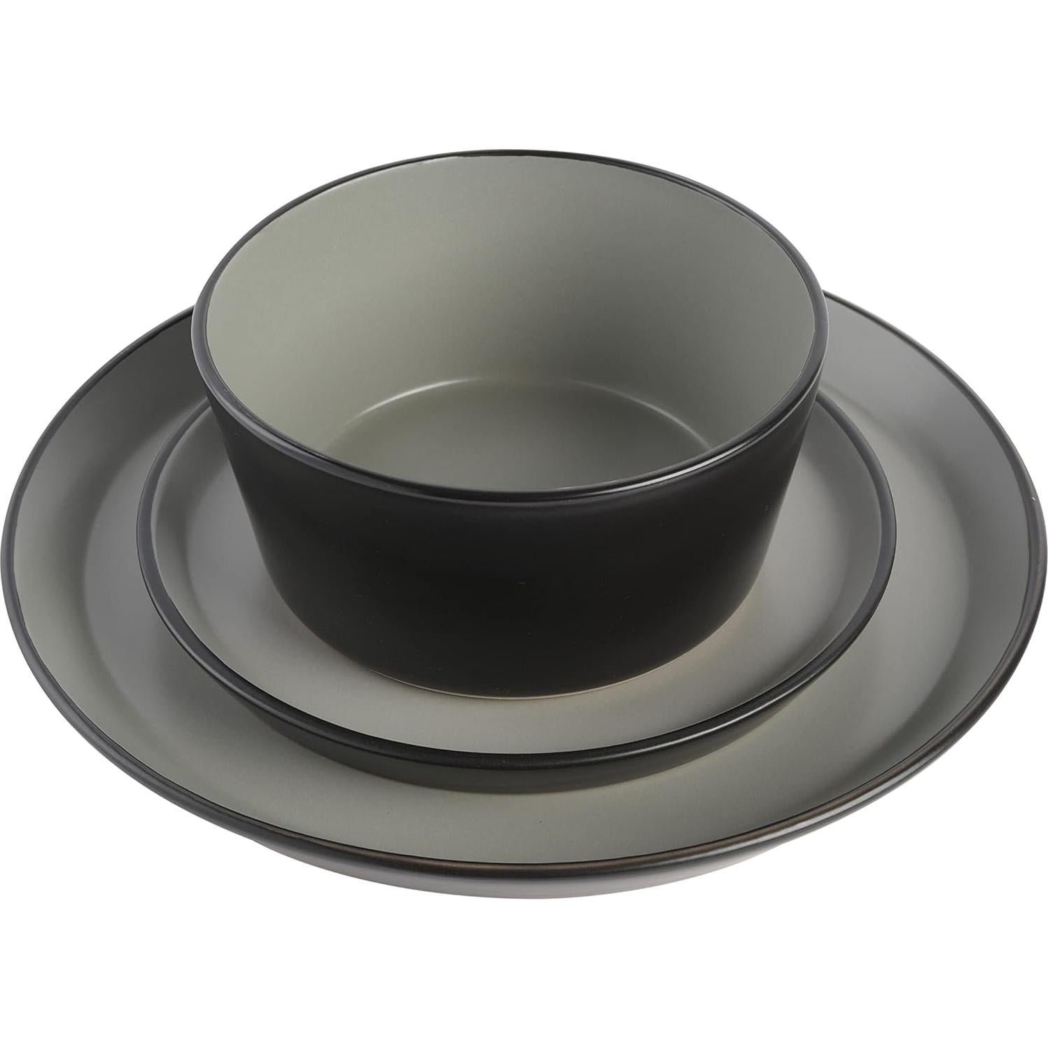 Juego de vajilla cerámica Gibson Soho Lounge 12 piezas gris