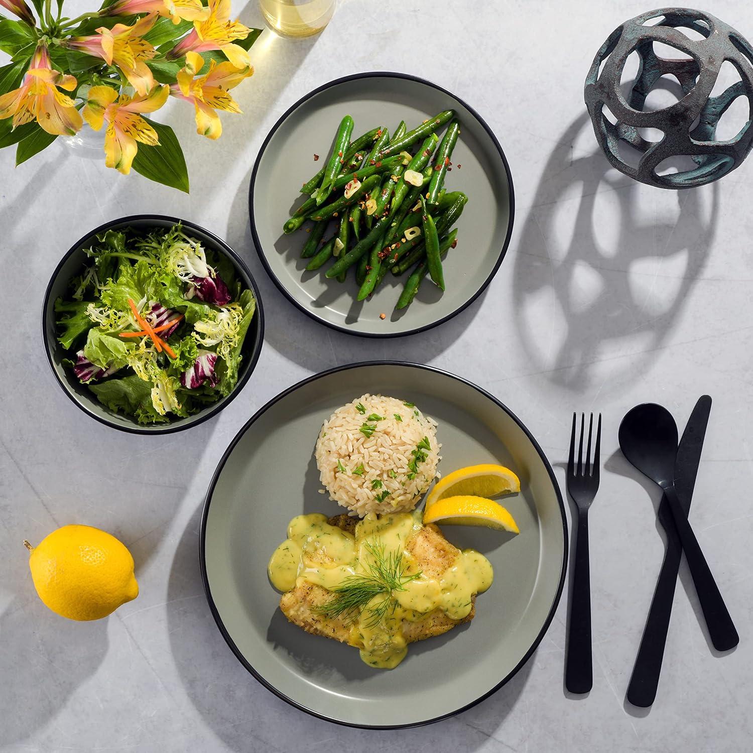 Juego de vajilla cerámica Gibson Soho Lounge 12 piezas gris