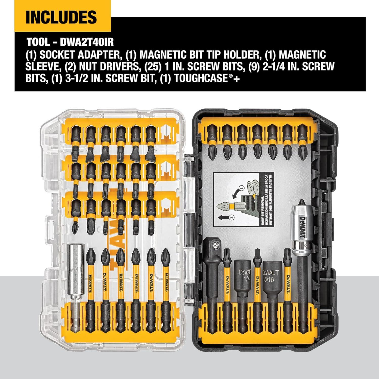 Juego de Puntas DEWALT 40 Piezas FlexTorq Listo Impacto
