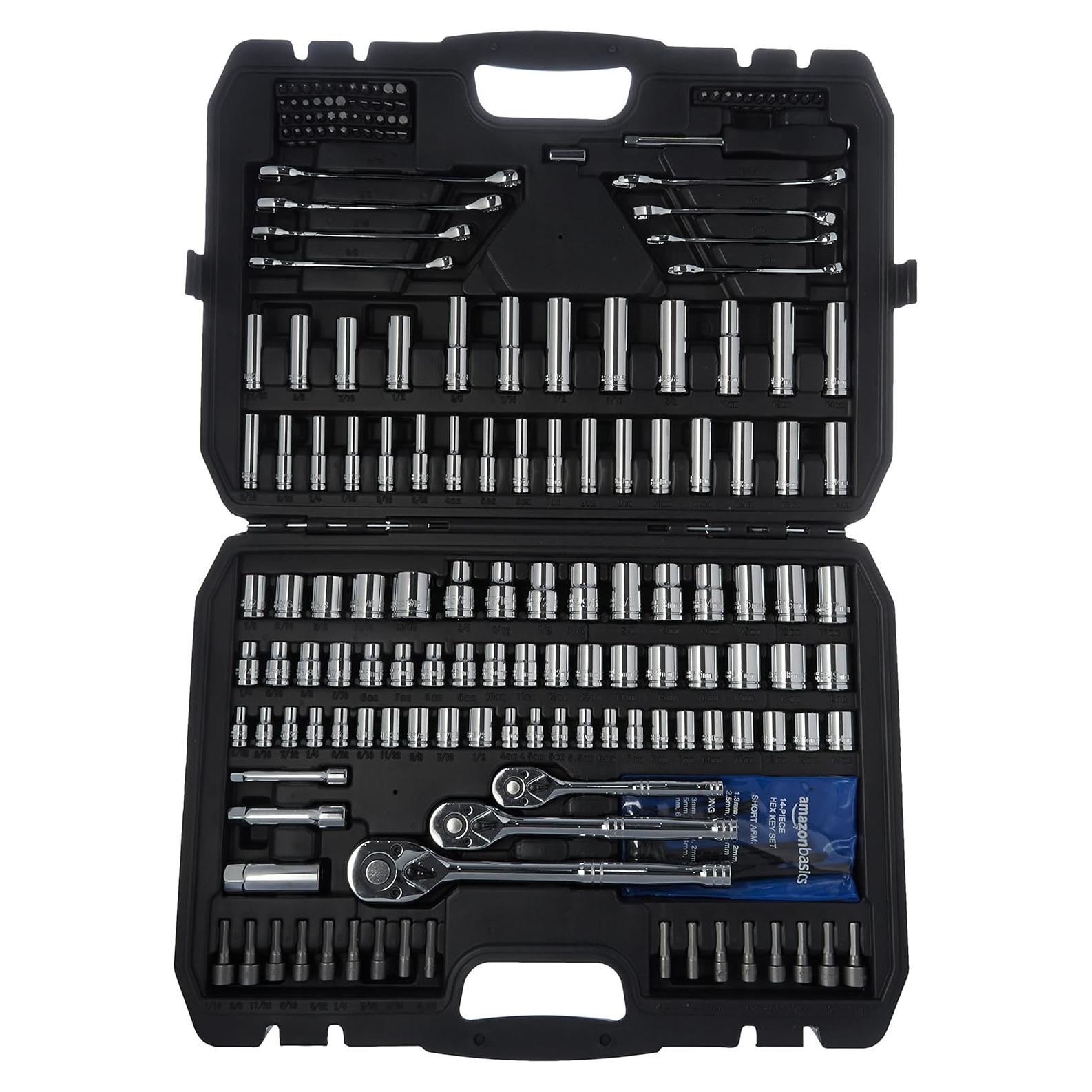 Juego de herramientas 201 piezas Amazon Basics con estuche