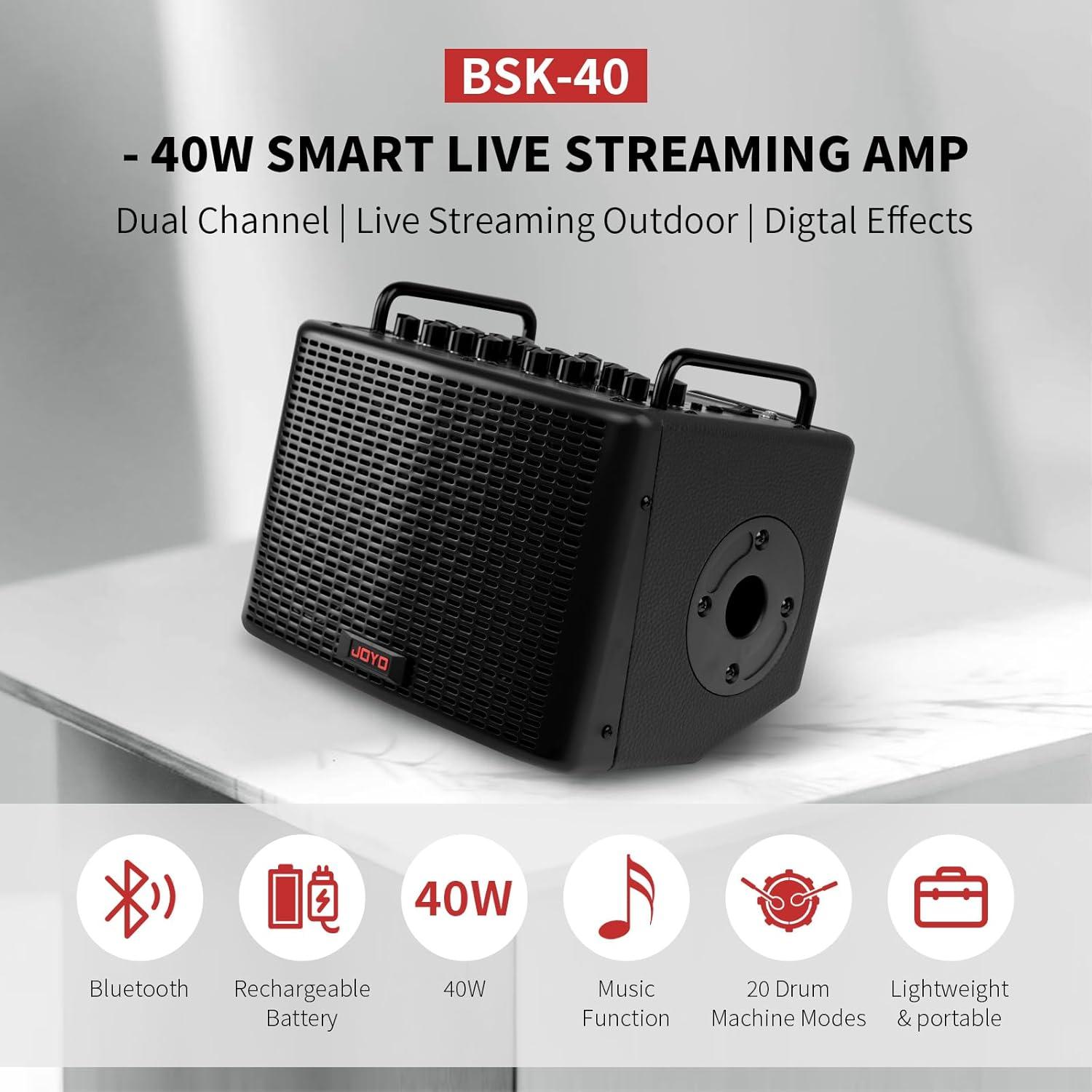 Amplificador Acústico JOYO BSK-40 40W Bluetooth y Efectos