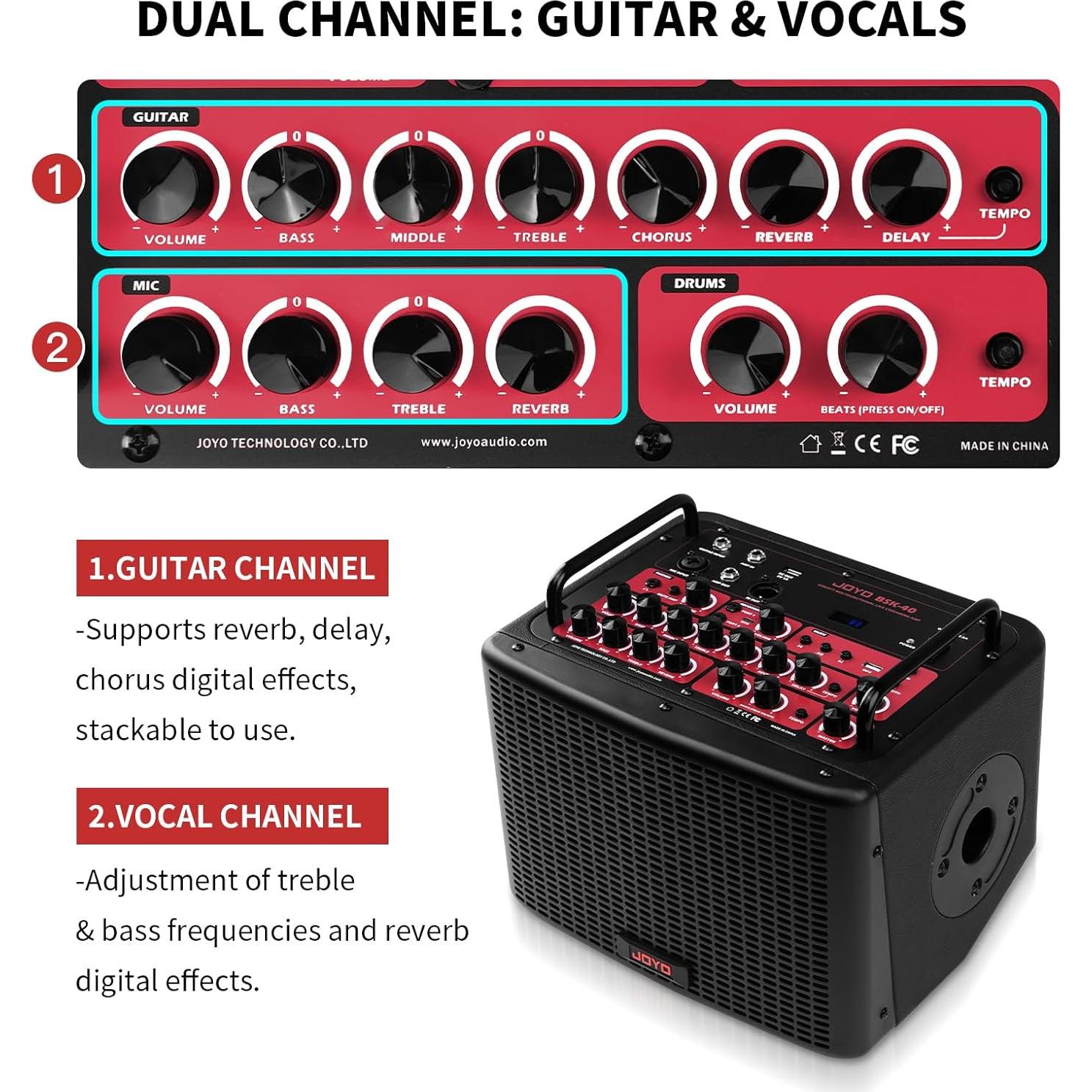 Amplificador Acústico JOYO BSK-40 40W Bluetooth y Efectos