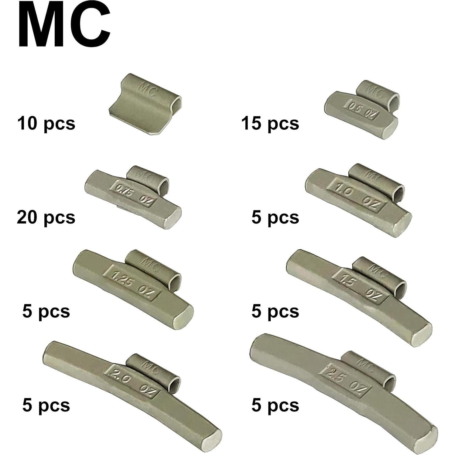 Kit de Pesas de Rueda ZERINT MC-M70 70 piezas Gris