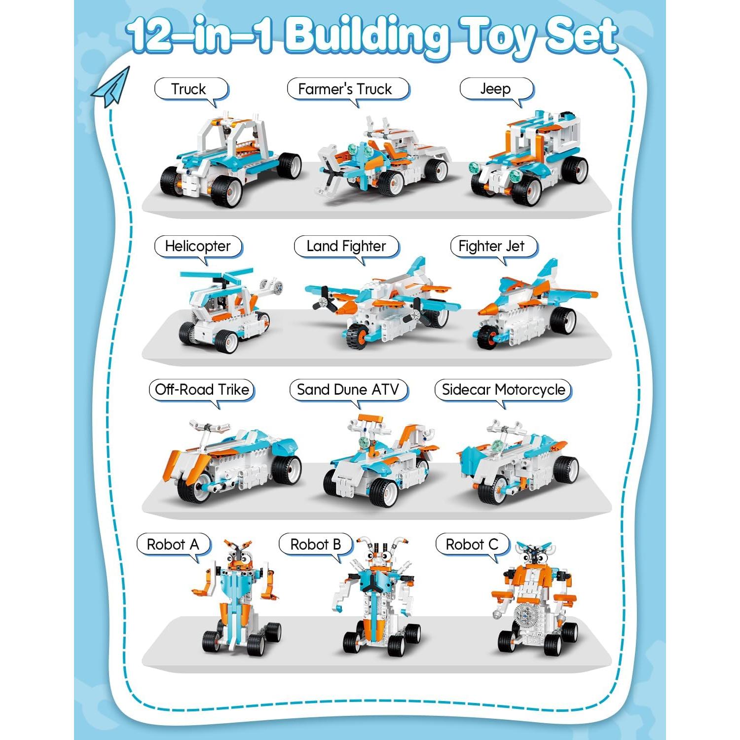 Kit de Construcción de Robots HBUDS 12-en-1 para Niños