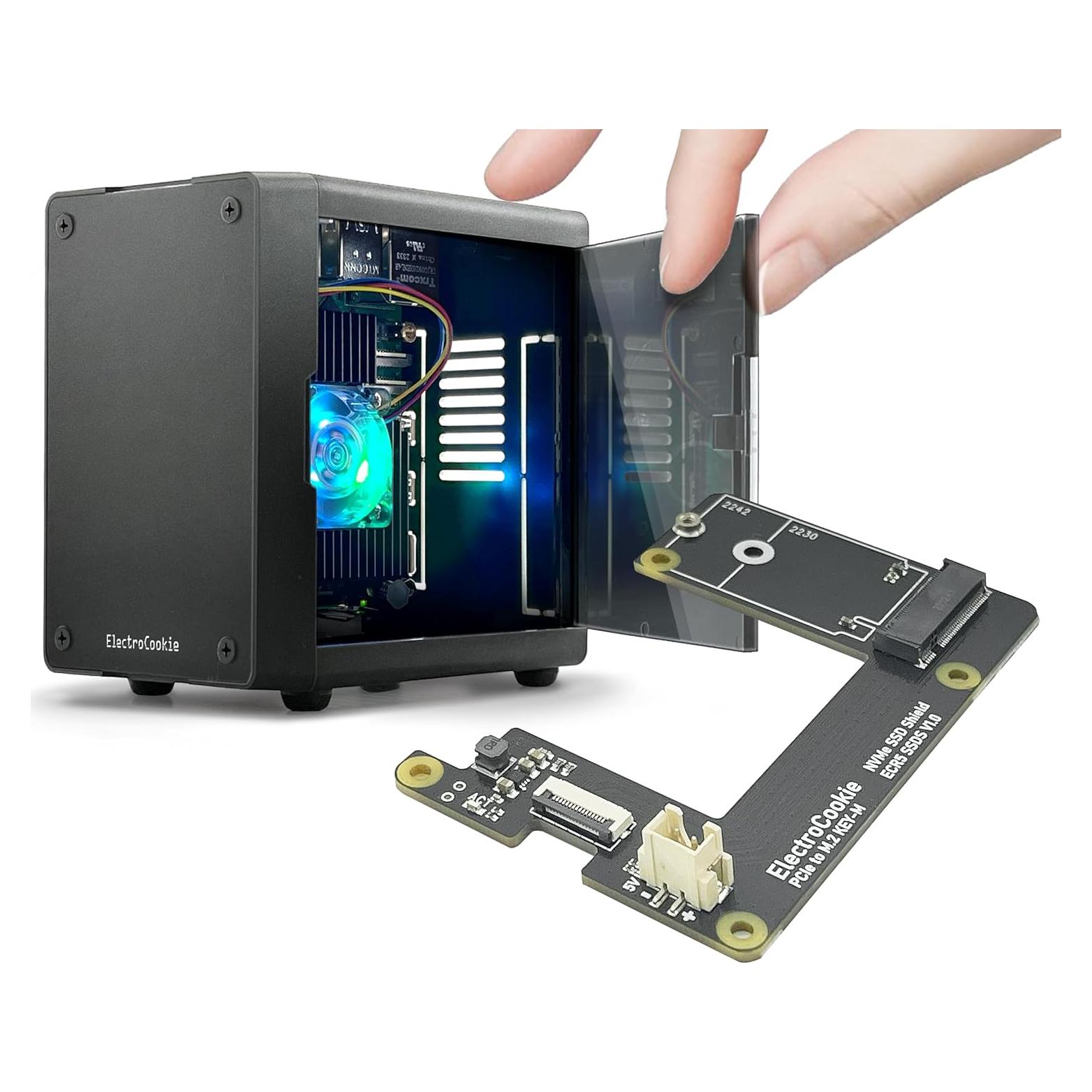 Caja Mini PC ElectroCookie para Raspberry Pi 5 con M.2 HAT