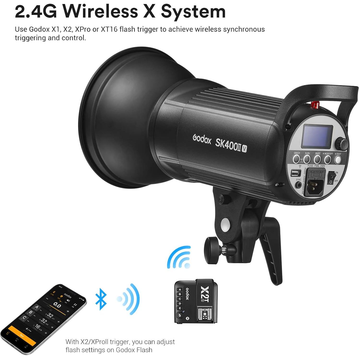 Flash de Estudio Godox SK400II-V 400W Inalámbrico GN65 5700K