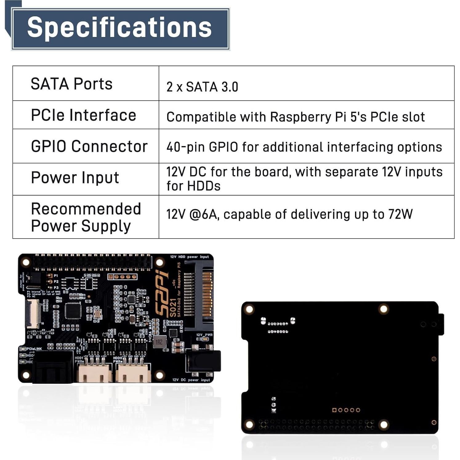 Placa de Expansión GeeekPi S021 SATA 3.0 para Raspberry Pi 5