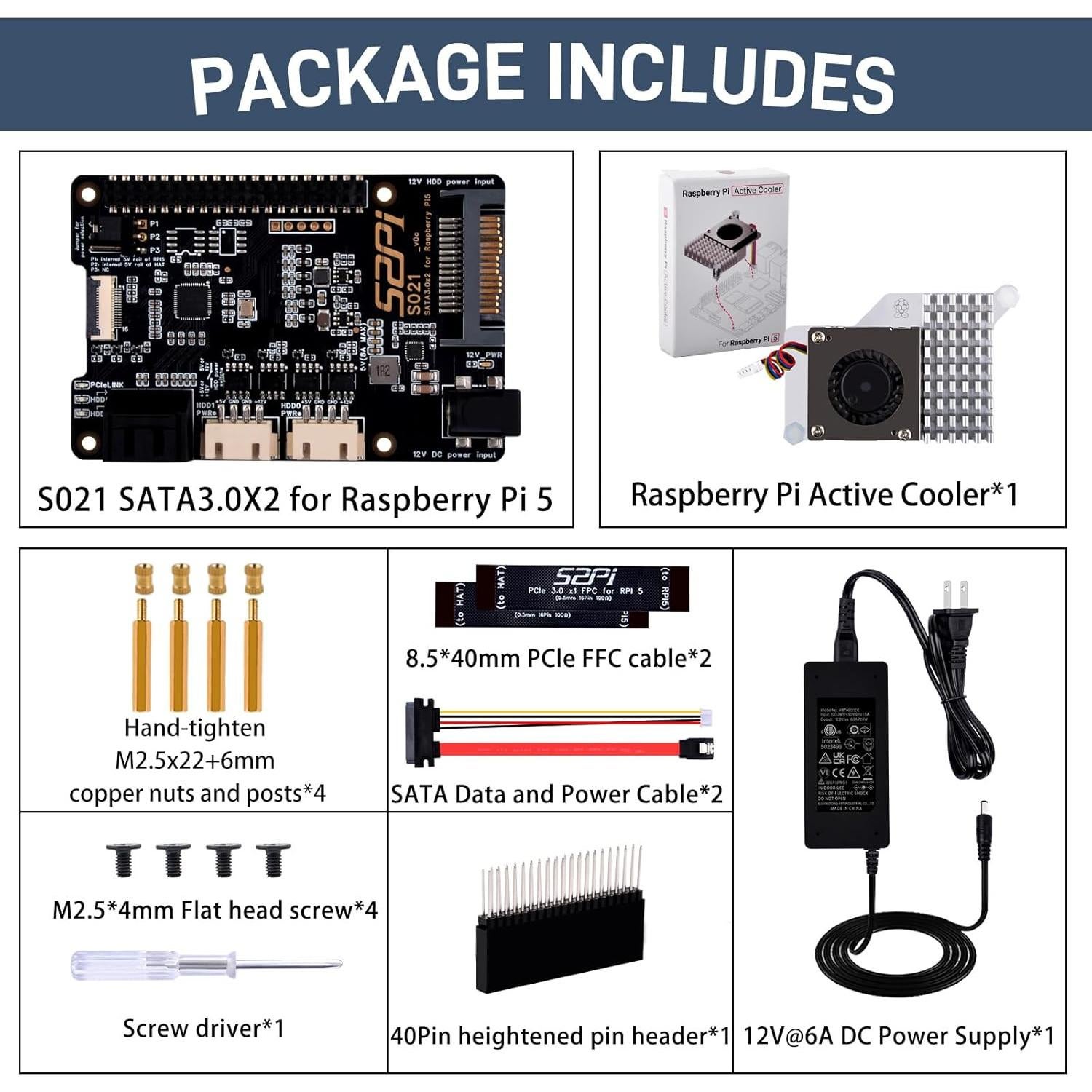 Placa de Expansión GeeekPi S021 SATA 3.0 para Raspberry Pi 5