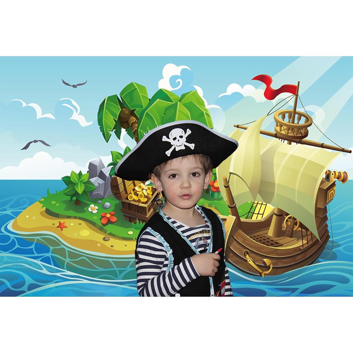 Fondo de Fotografía Baocicco 3x2m Barco Pirata Tropical