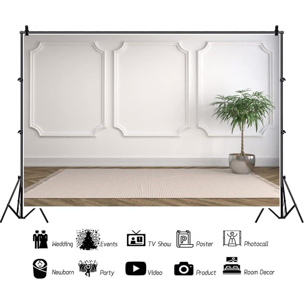 Fondo de Pared Blanco Laeacco 3x2.5m Vinilo para Fotografía