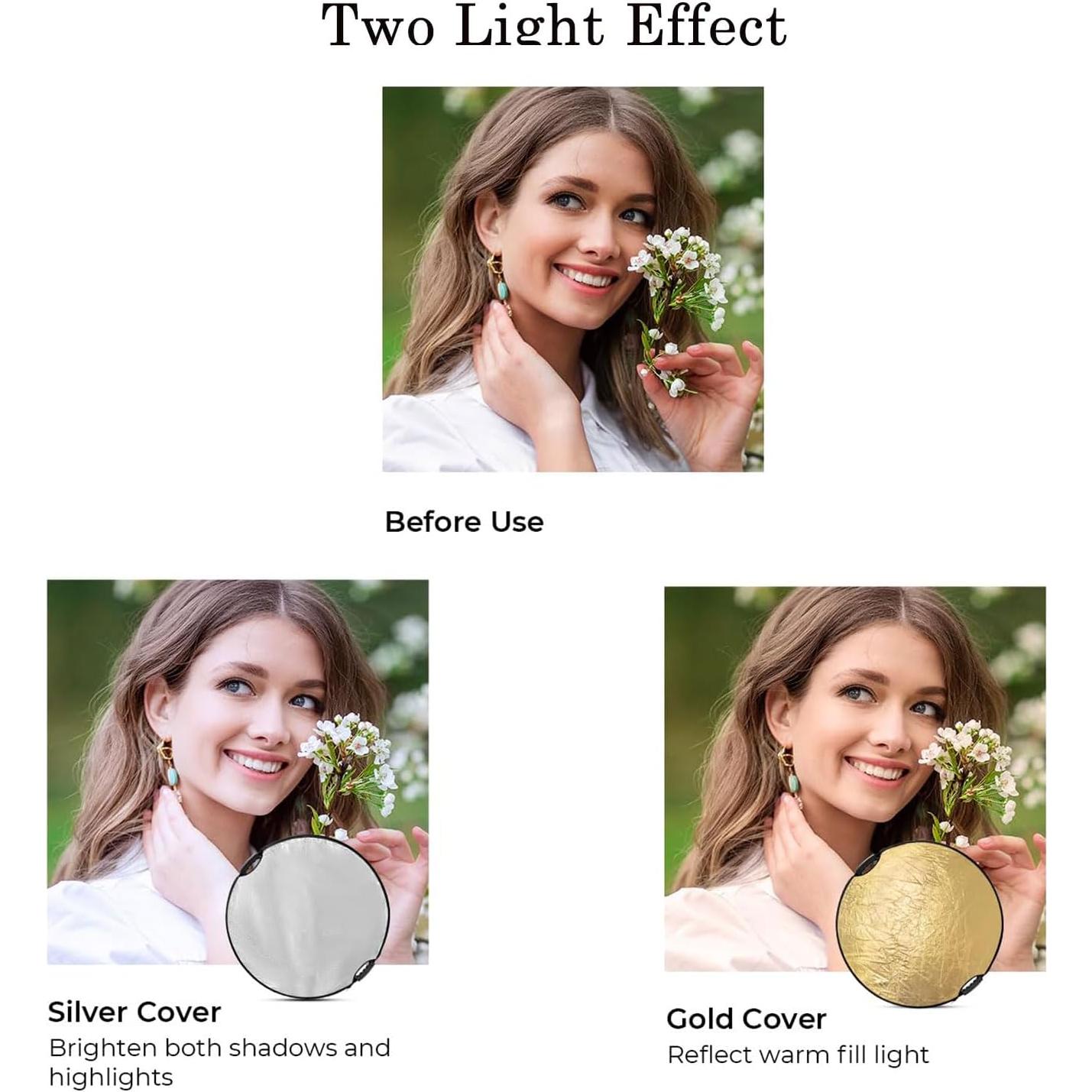 Reflector de Foto 2-en-1 Ylapagne 30cm Plata y Oro Plegable