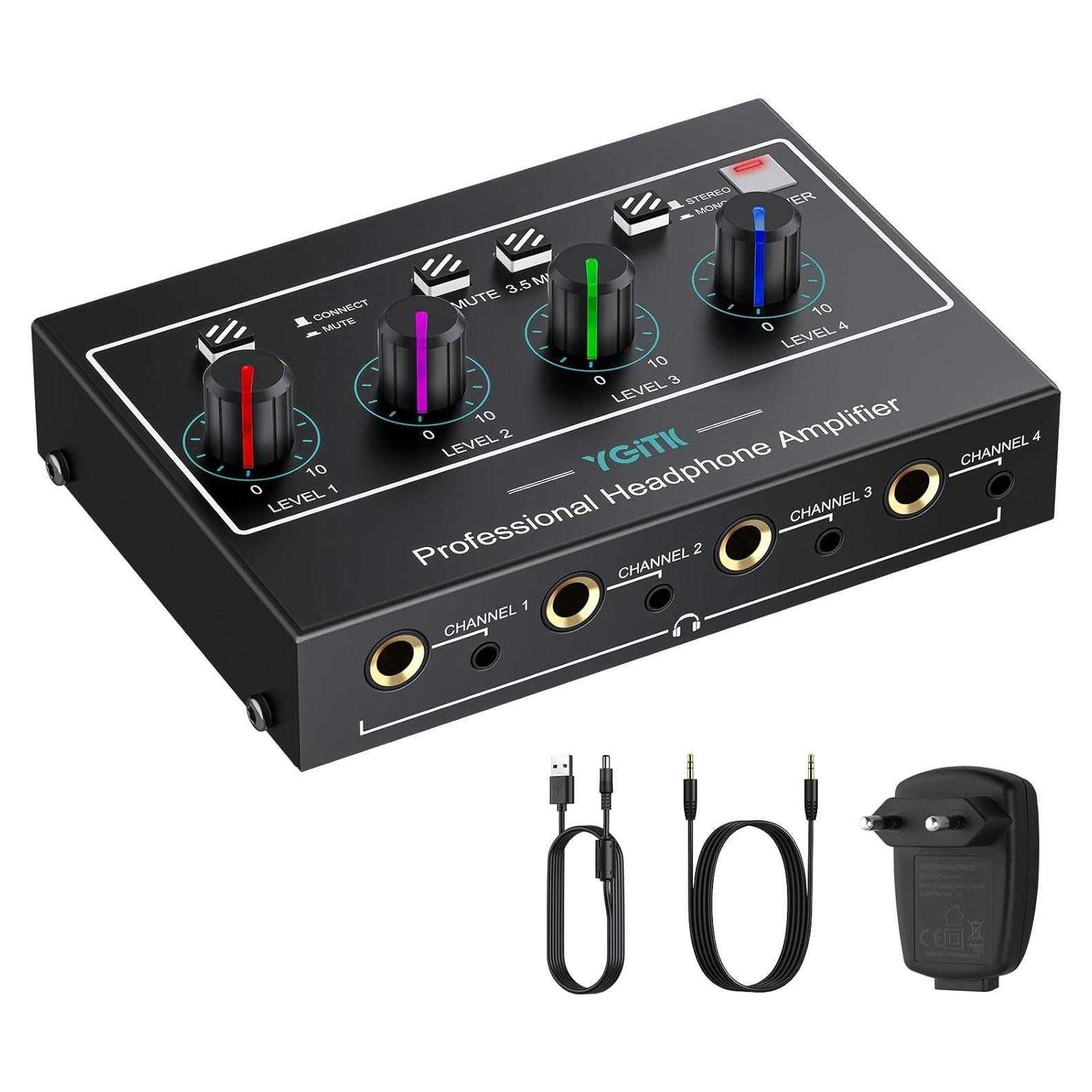 Amplificador de Auriculares YGiTK i4ii 4 Canales con Luz RGB